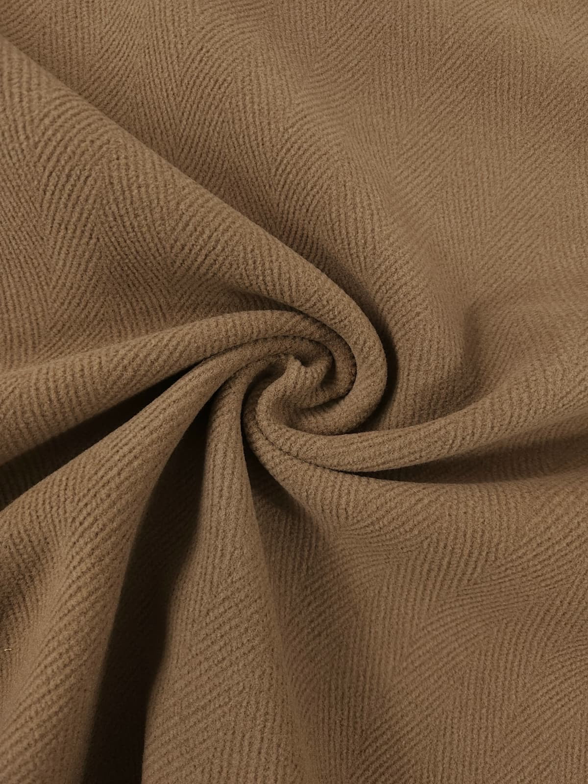 Camel Brown Herringbone Virgin Wool
