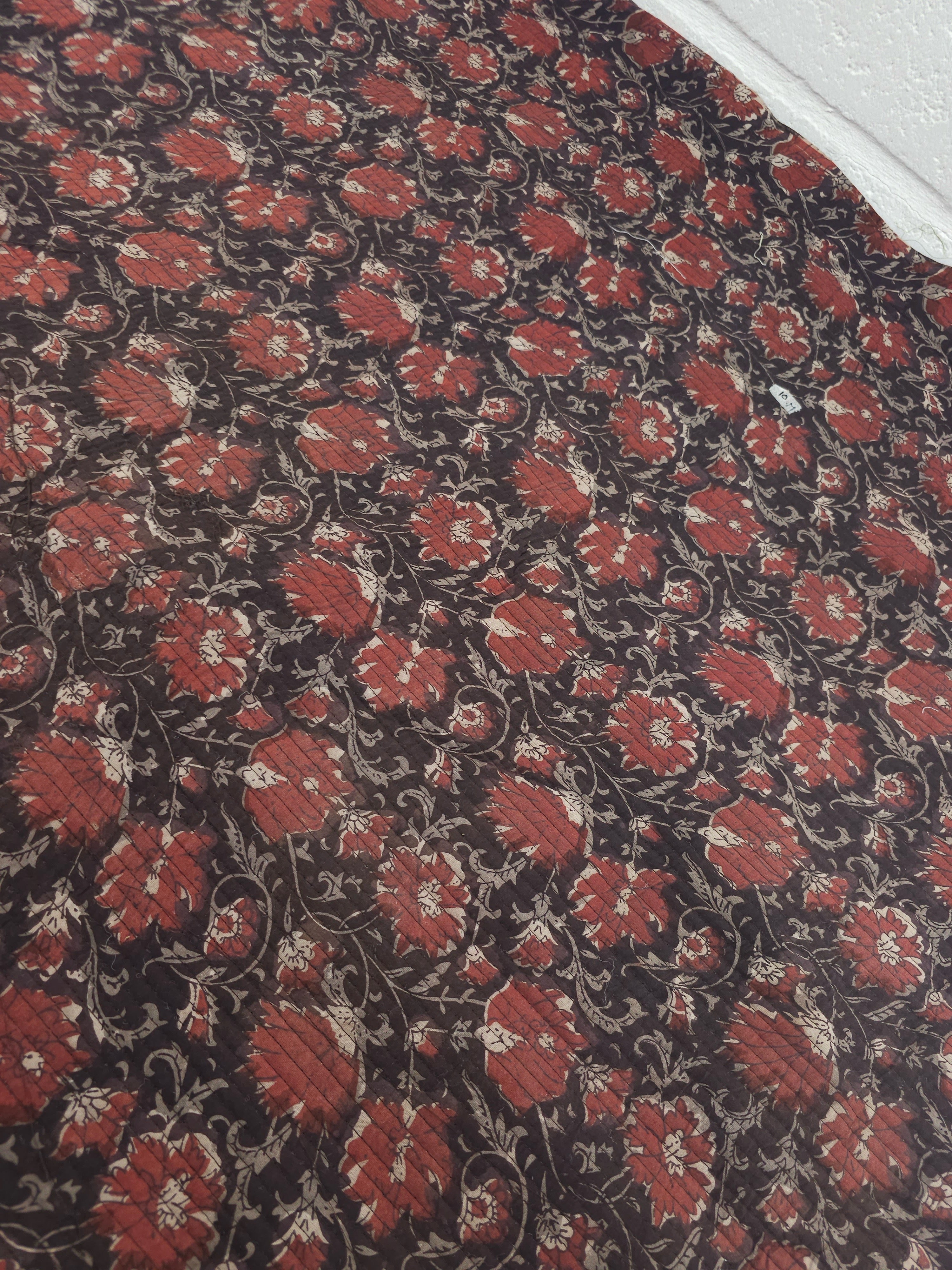 Brown/Burgundy Vintage Floral Quilted Block Print