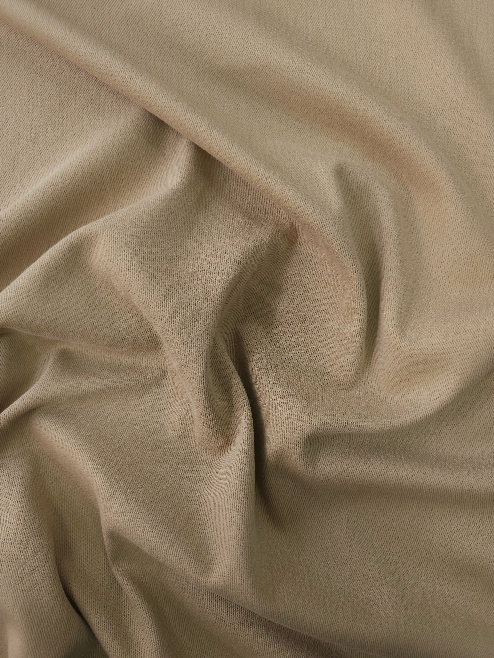 Warm Beige Lightweight Brushed Cotton Twill