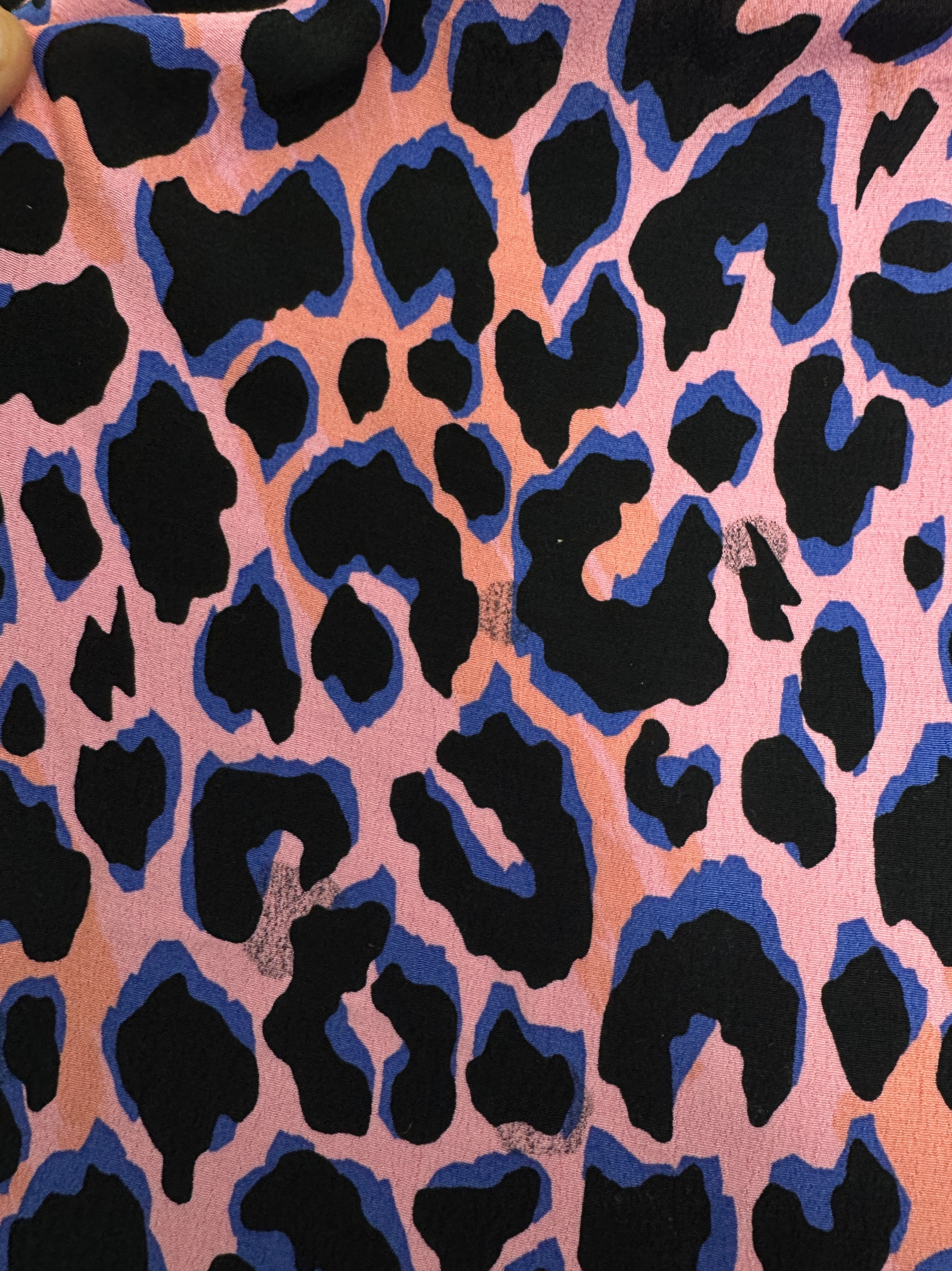 Pink/Blue Abstract Leopard Viscose Crepe - 2.30m Piece *DEFECT* *SCAMP & DUDE*