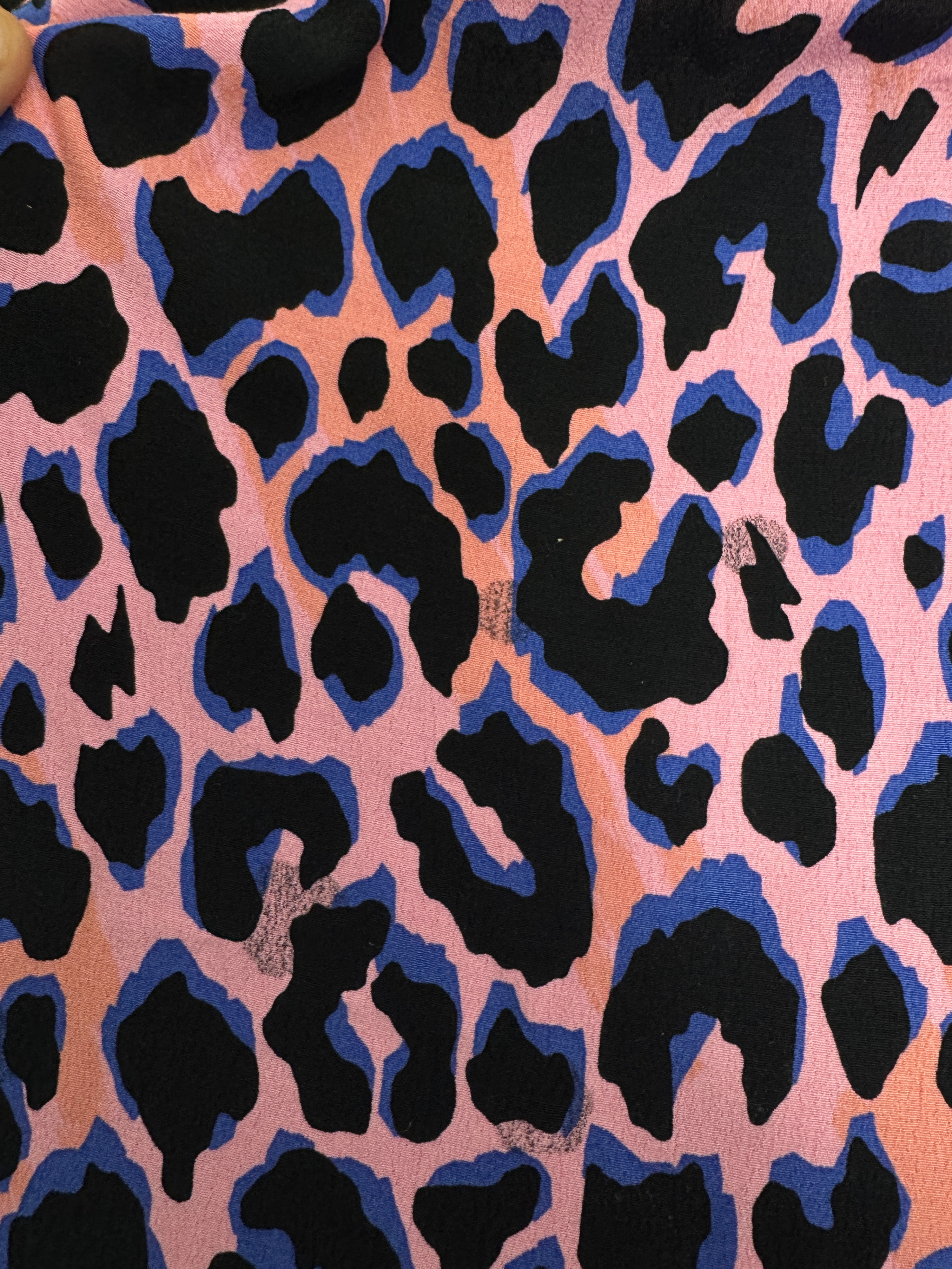 Pink/Blue Abstract Leopard Viscose Crepe - 2.30m Piece *DEFECT* *SCAMP & DUDE*