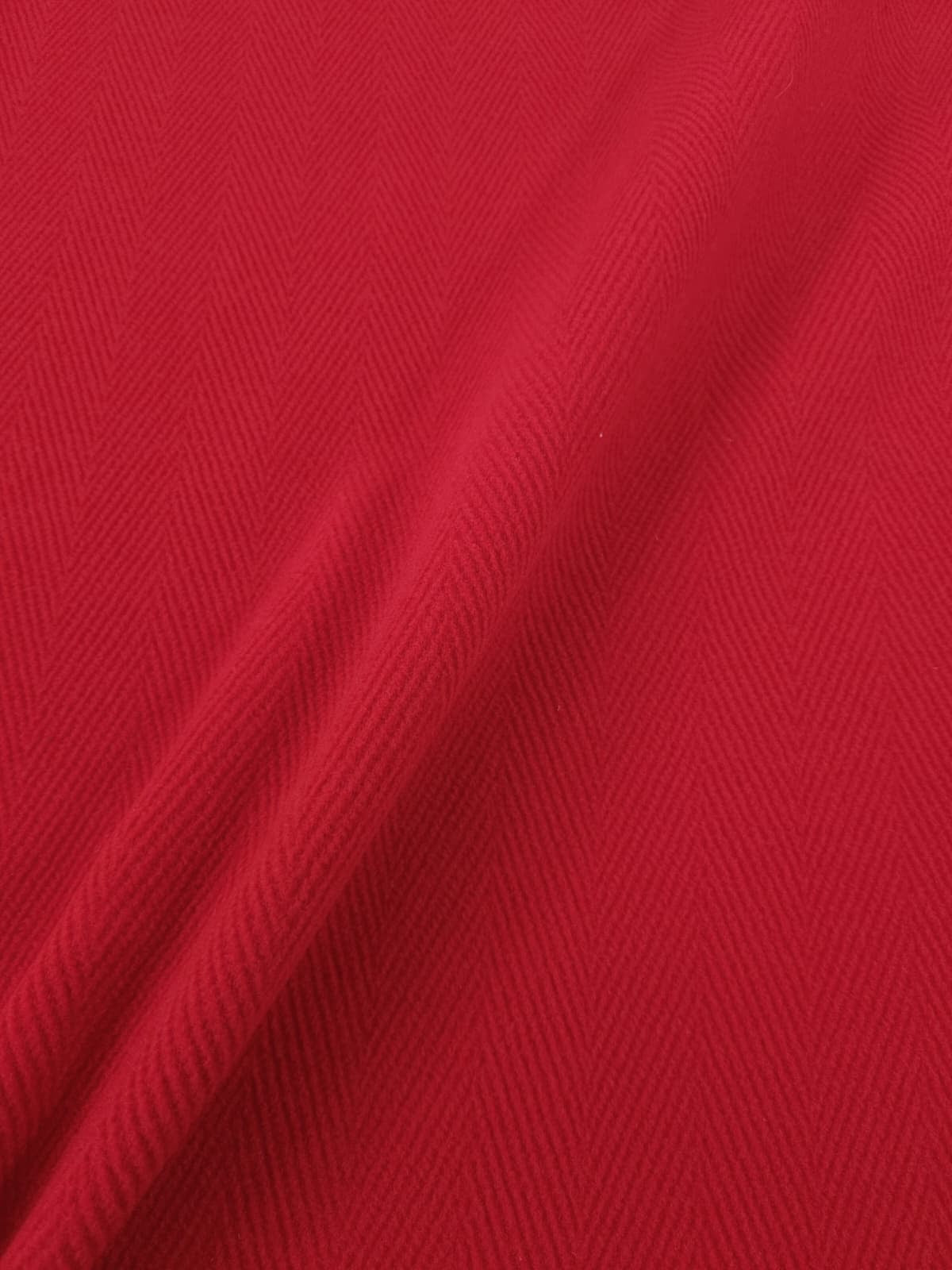 Red Herringbone Virgin Wool
