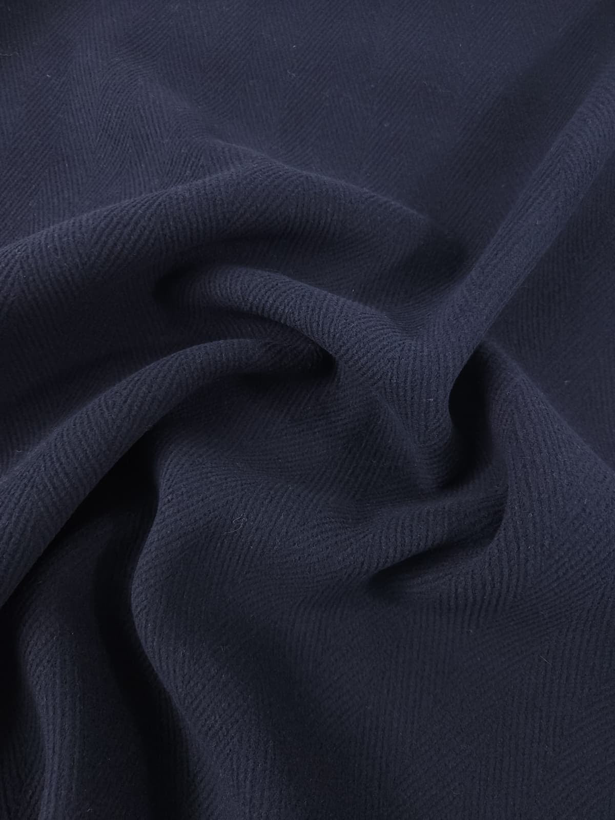 Navy Herringbone Virgin Wool