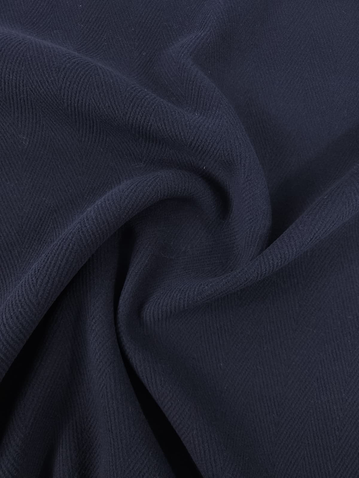 Navy Herringbone Virgin Wool