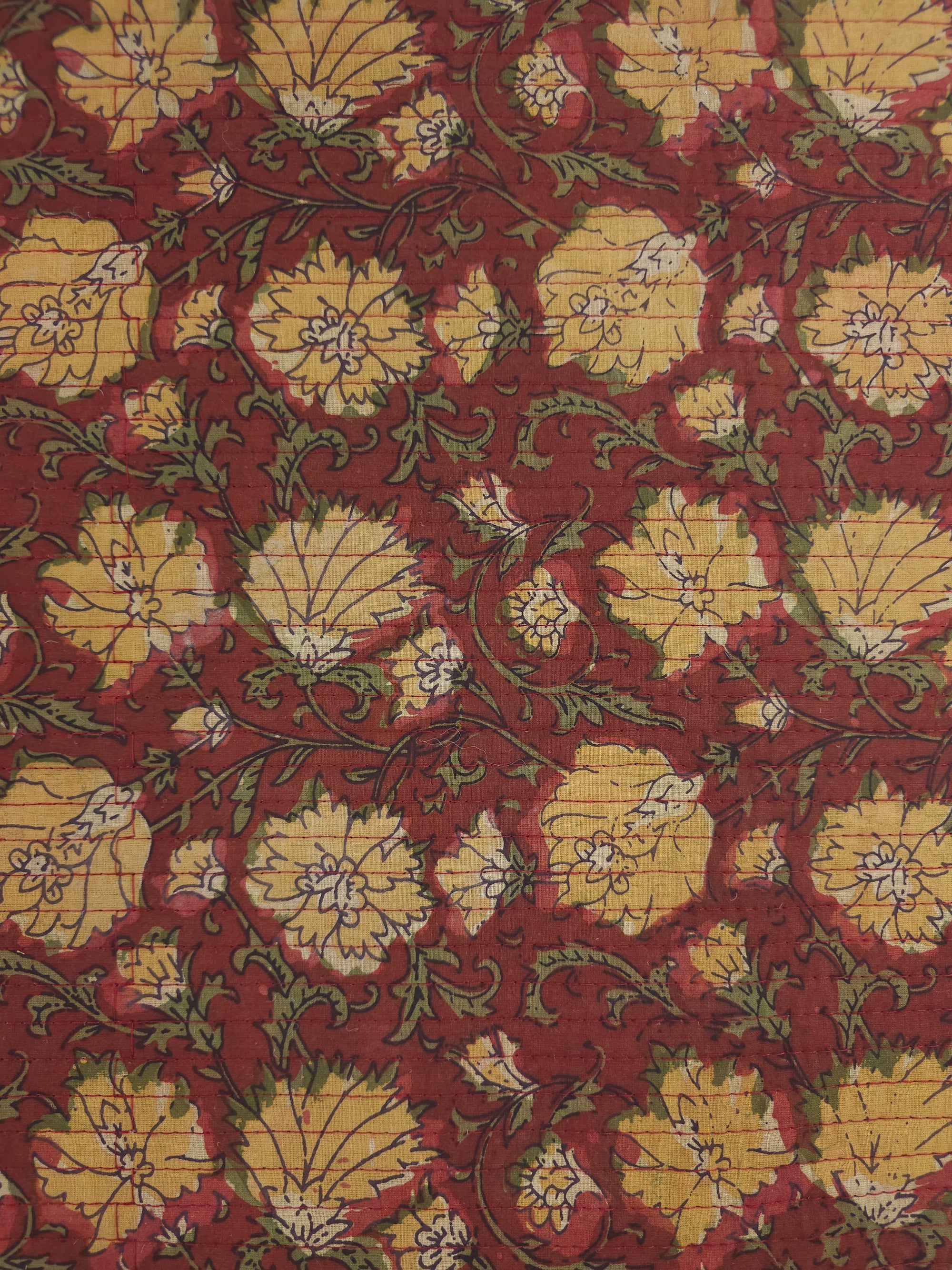 Wine Vintage Floral Quilted Block Print
