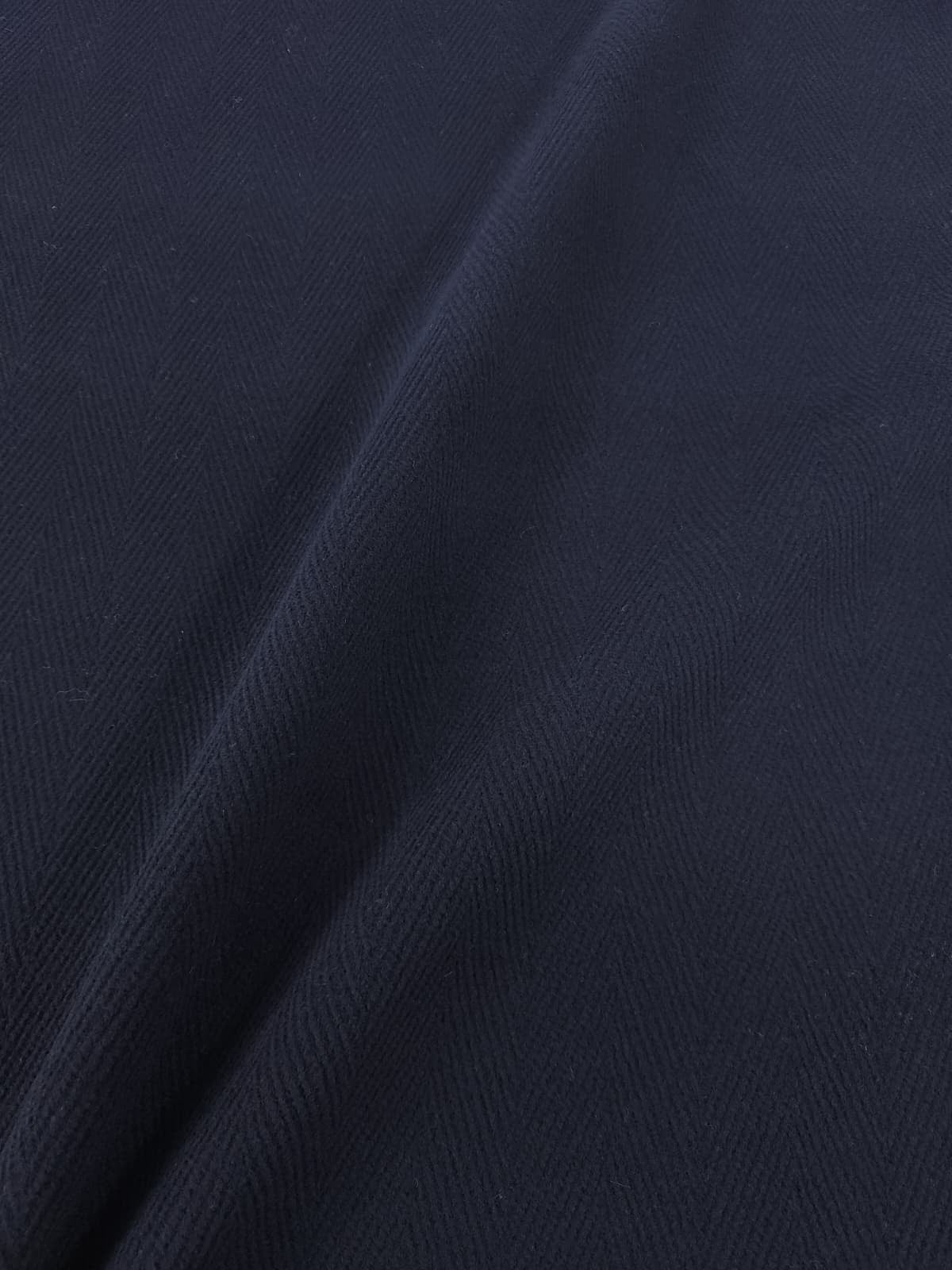Navy Herringbone Virgin Wool