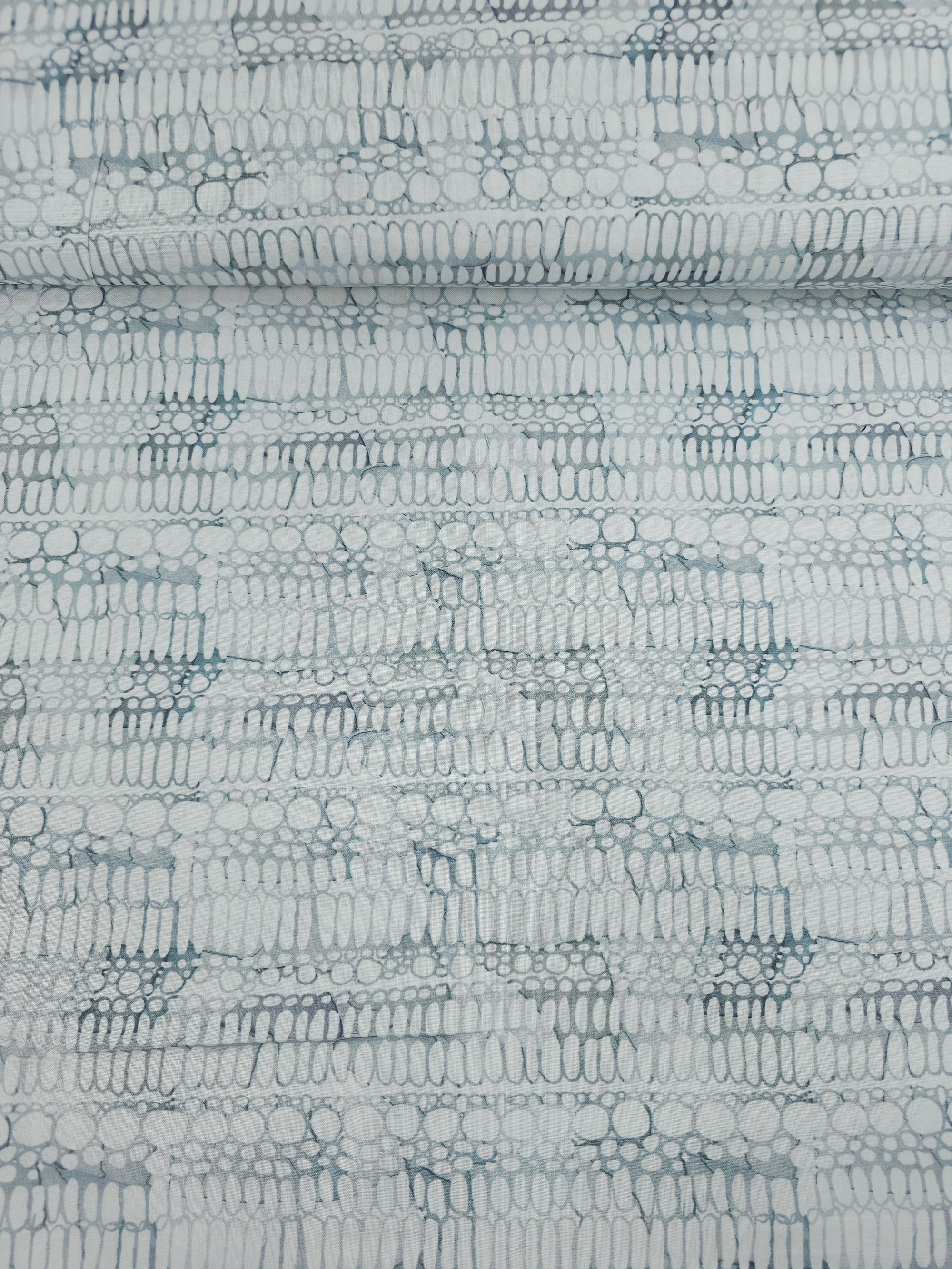 White/Grey Pebble Abstract 100% Cotton 106" - Shell Rummel *EXTRA WIDE*