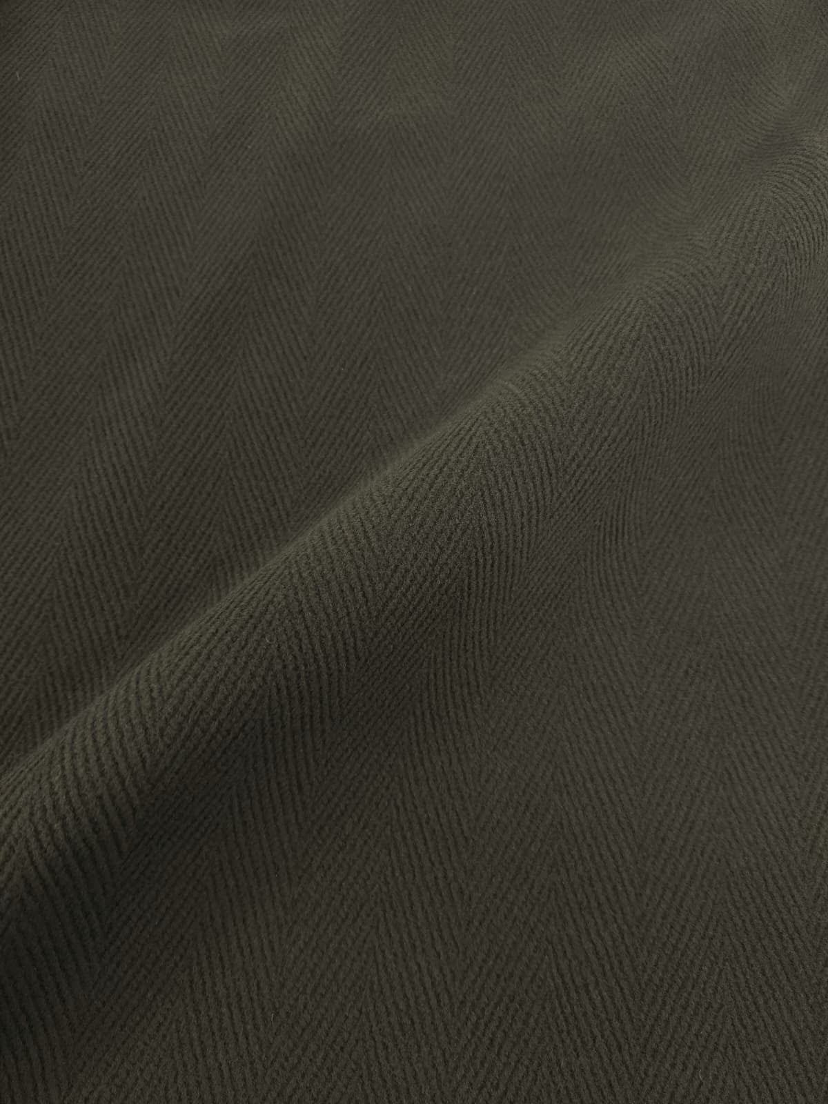 Khaki Herringbone Virgin Wool