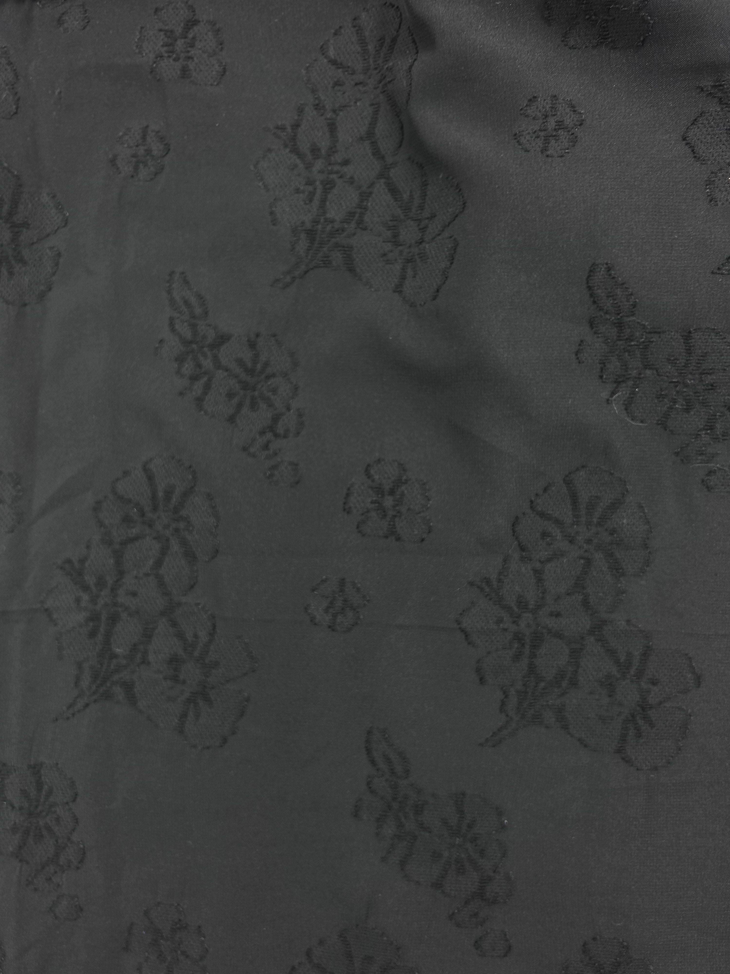 Black Floral Poly Crepe Jacquard - 2m Piece