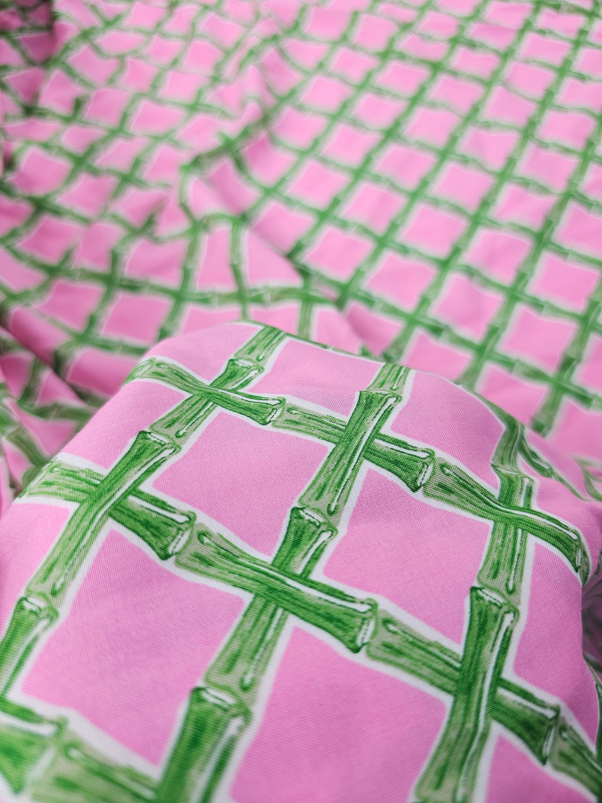 Pink Bamboo Check Viscose