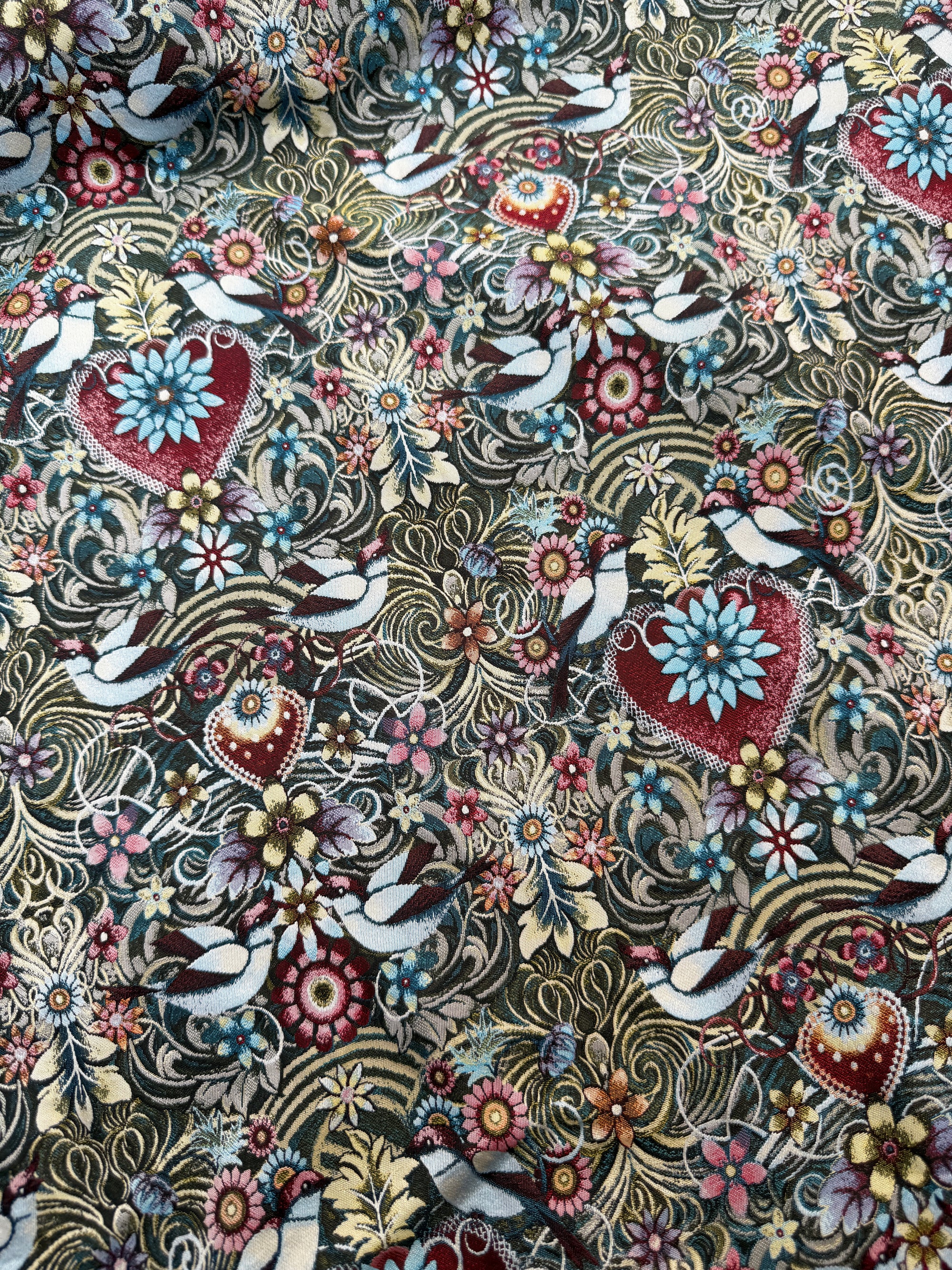 Strawberry Heart Abstract Floral Heavy Jacquard