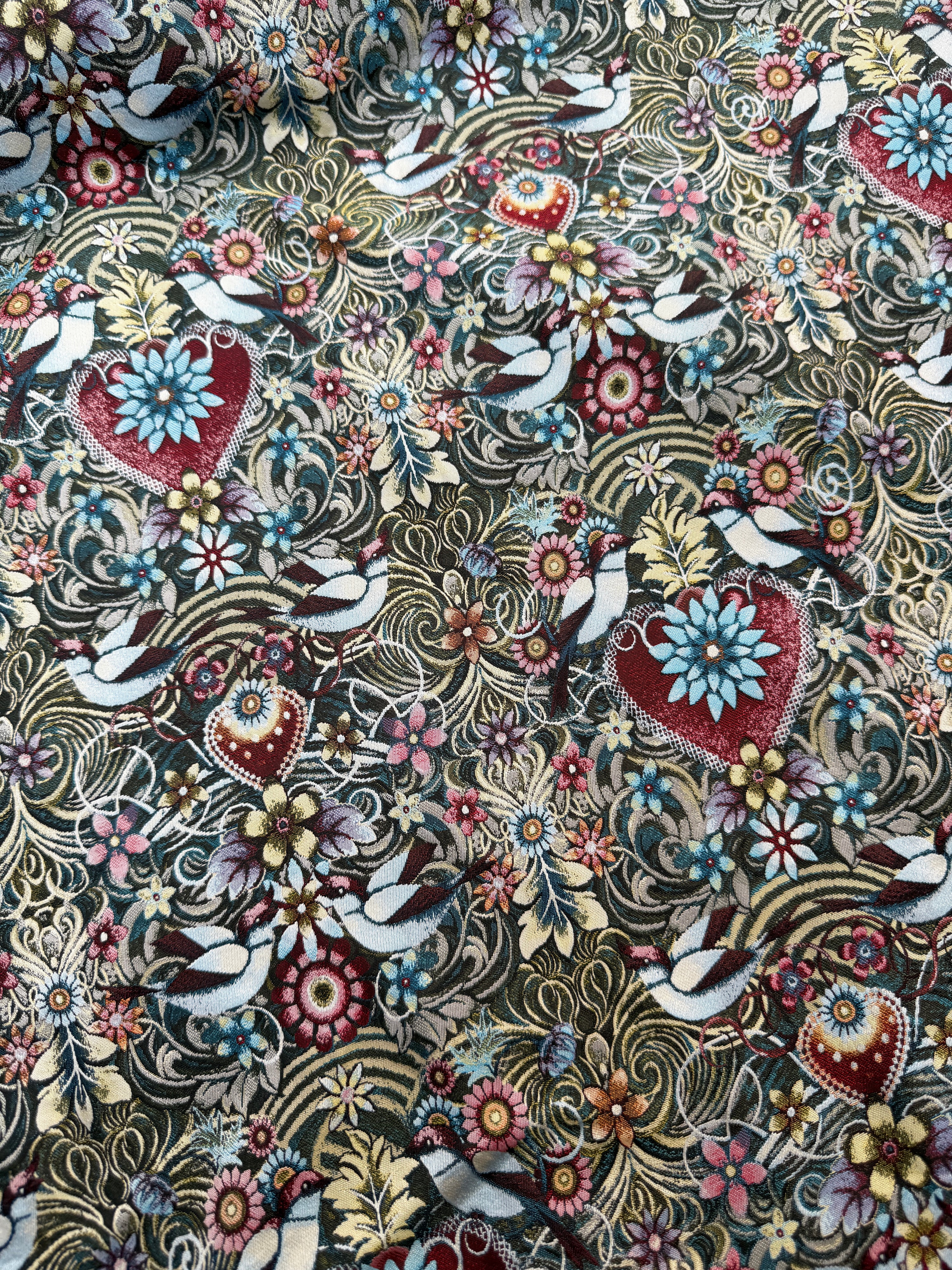Strawberry Heart Abstract Floral Heavy Jacquard