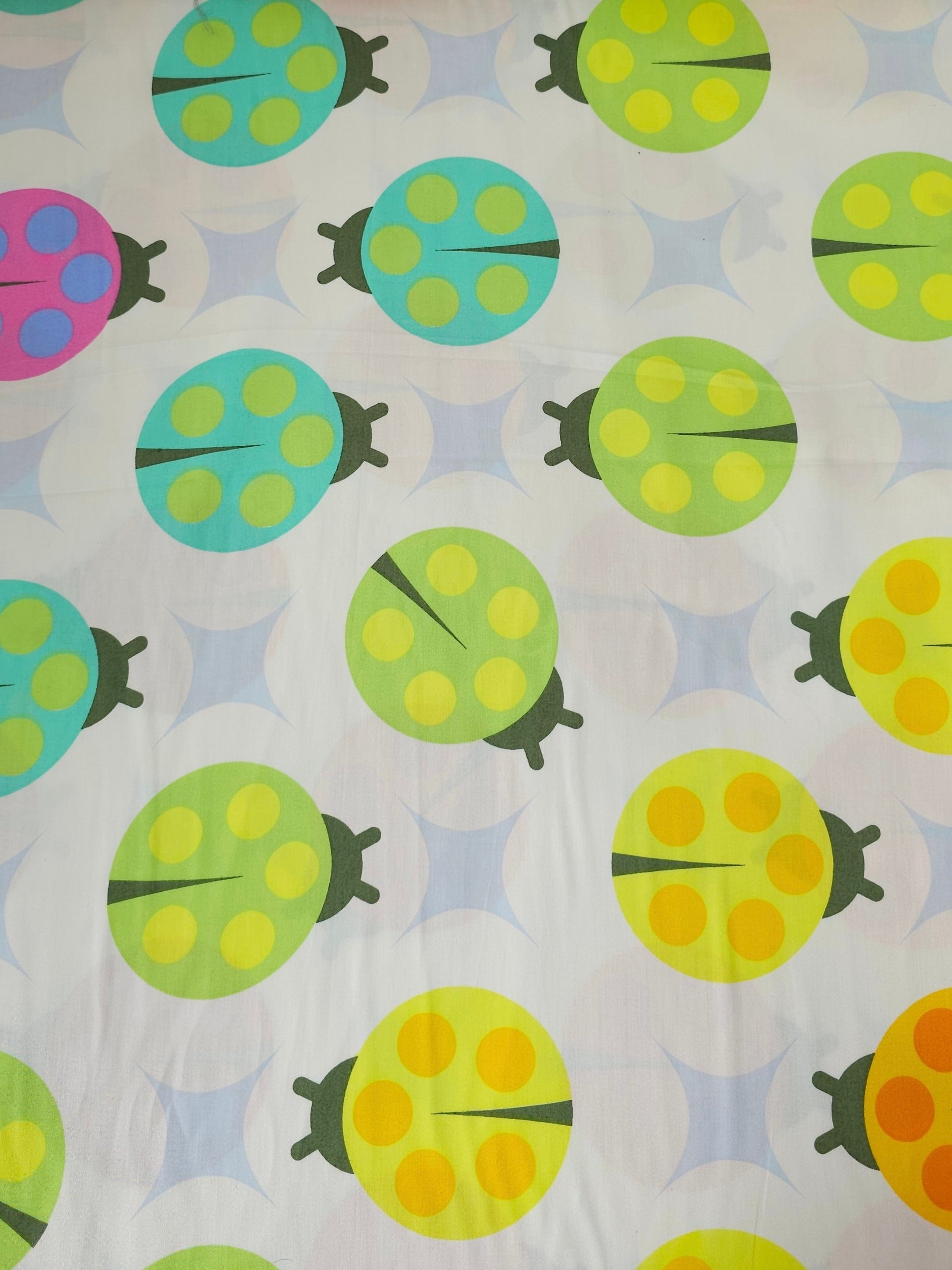 White Tiny Beasts Ladybug Cotton Sateen 108" - Tula Pink *EXTRA WIDE*