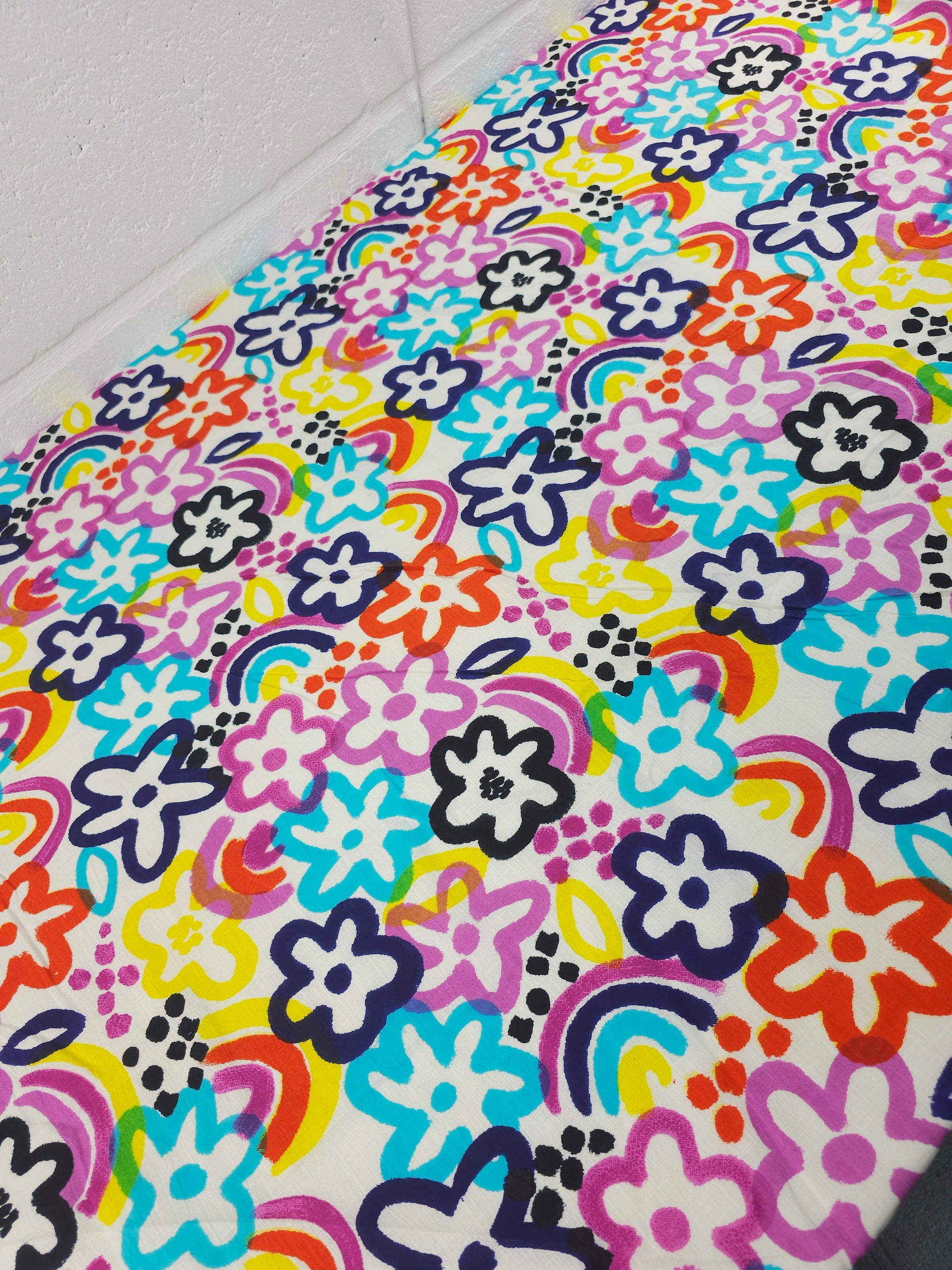 Rainbow Floral Puff Soft Cotton