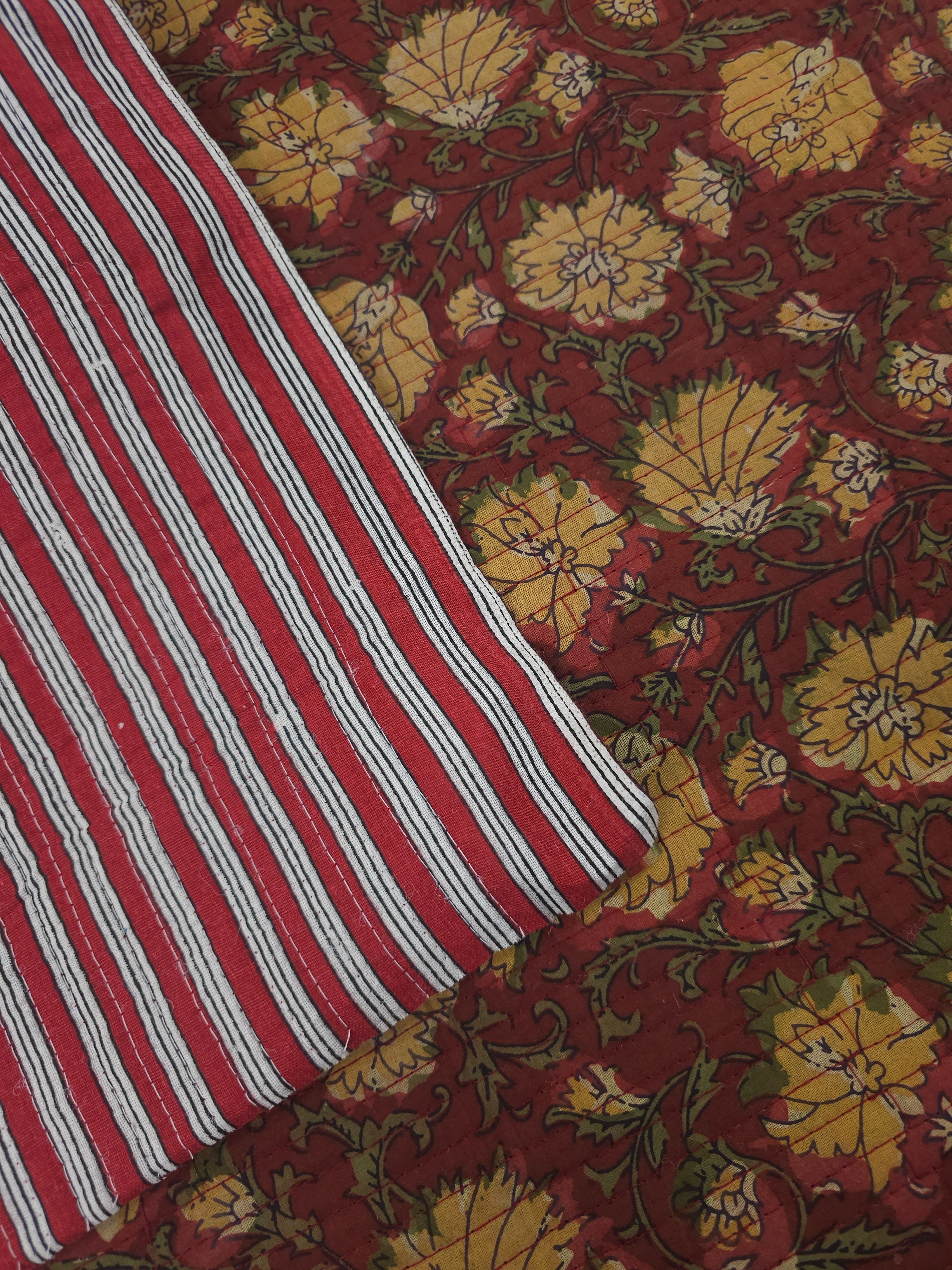 Wine Vintage Floral Quilted Block Print