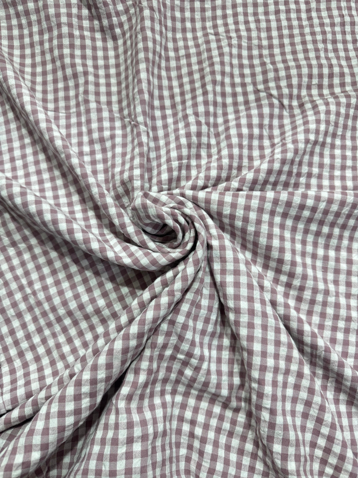 Dusky Mauve Small Gingham Cotton SeerSucker *PRE ORDER*