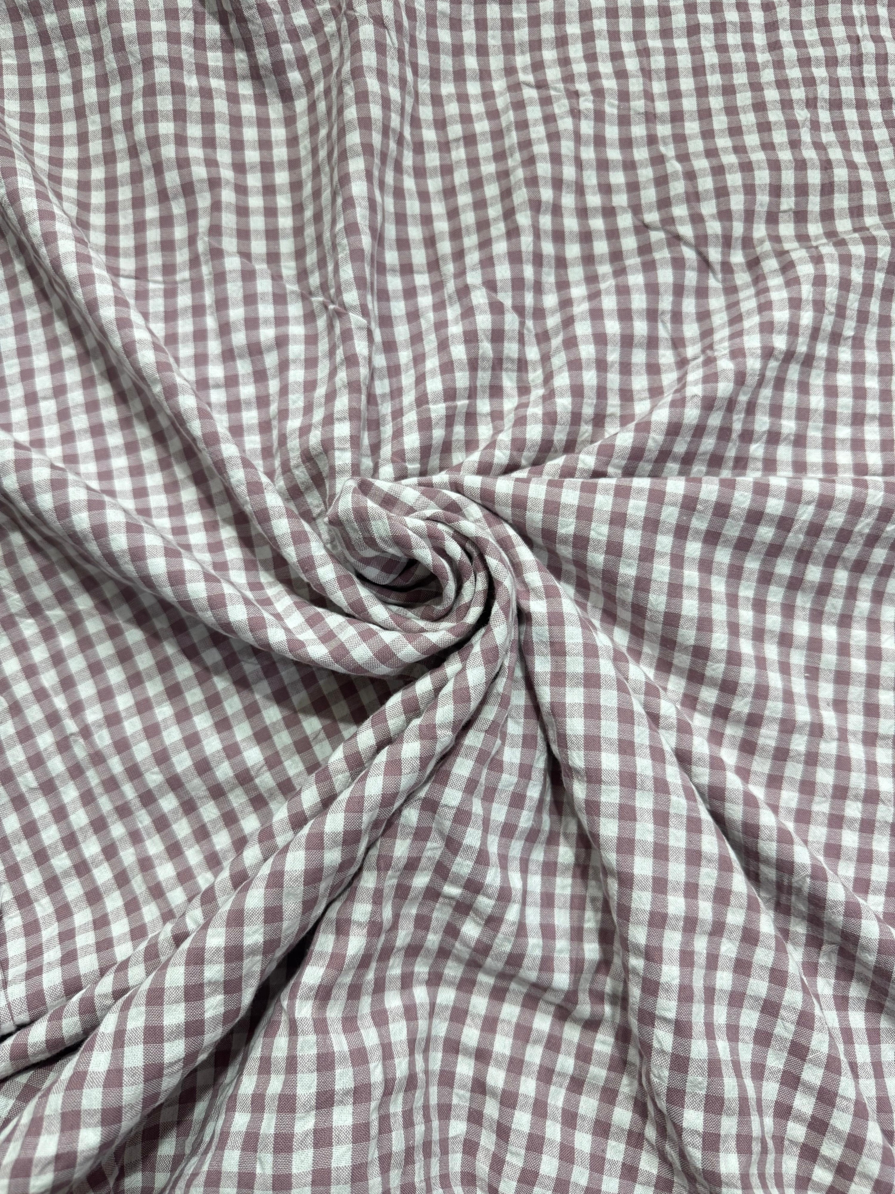 Dusky Mauve Small Gingham Cotton SeerSucker *PRE ORDER*