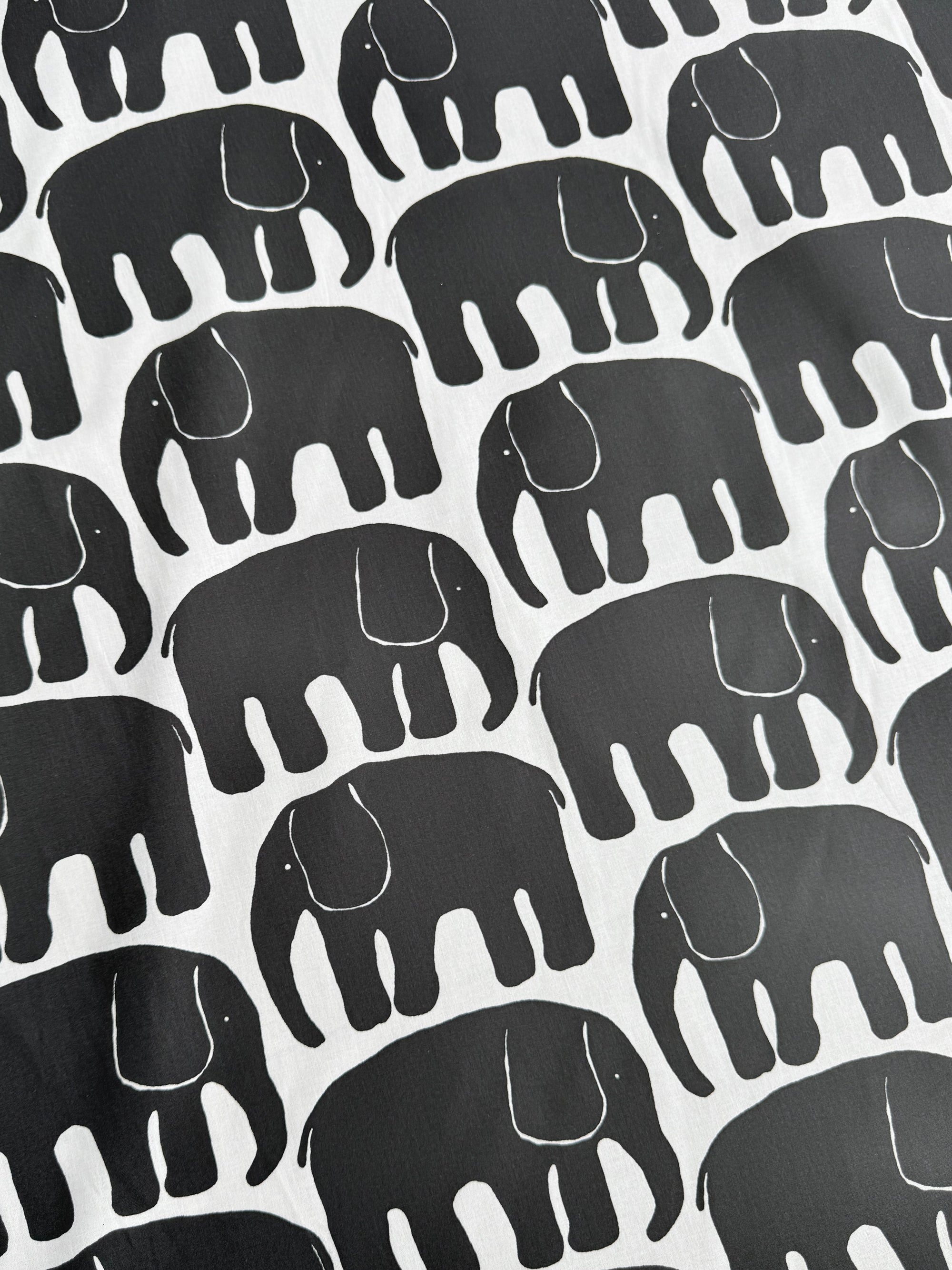 *PRE ORDER* Black/White Elephant Cotton Poplin