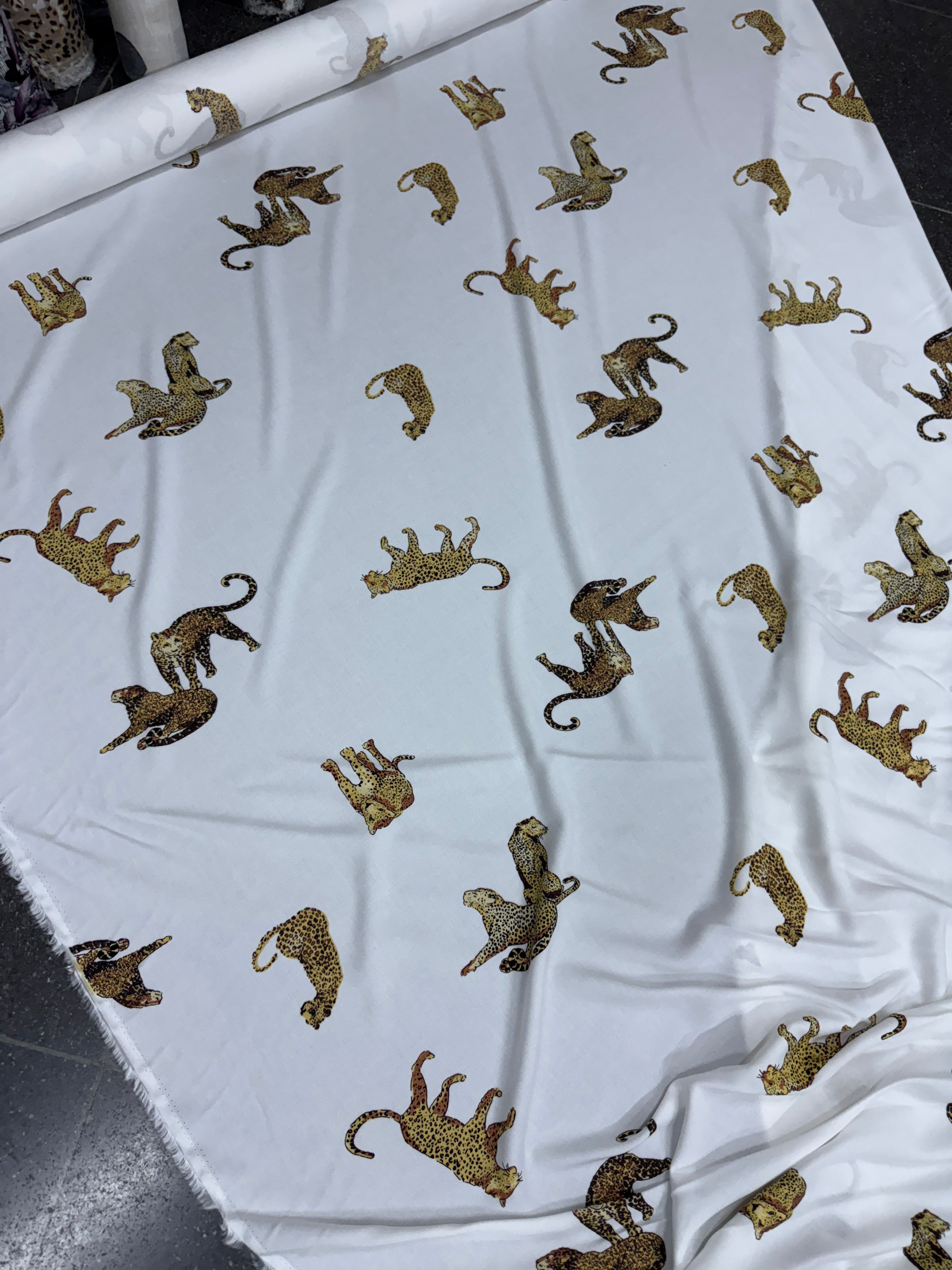 White Leopard Viscose Challis