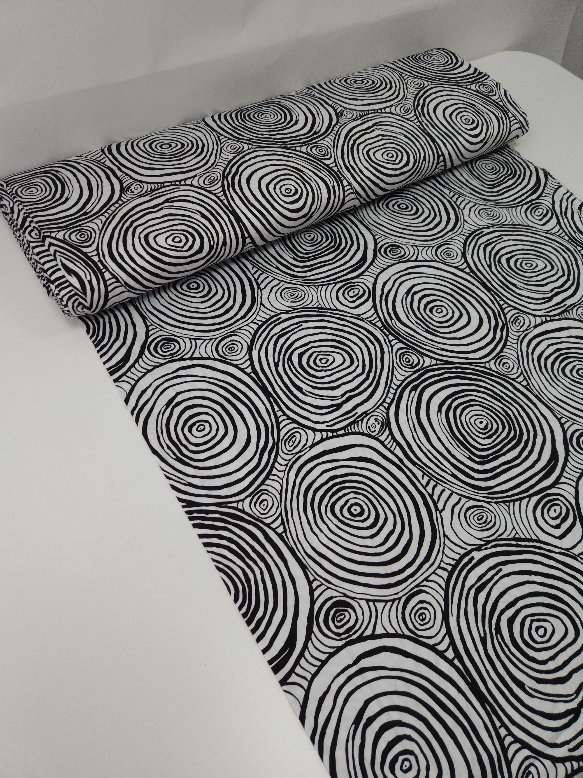 Monochrome Onion Rings Cotton Sateen 108” - Kaffe Fassett (Various Sizes)