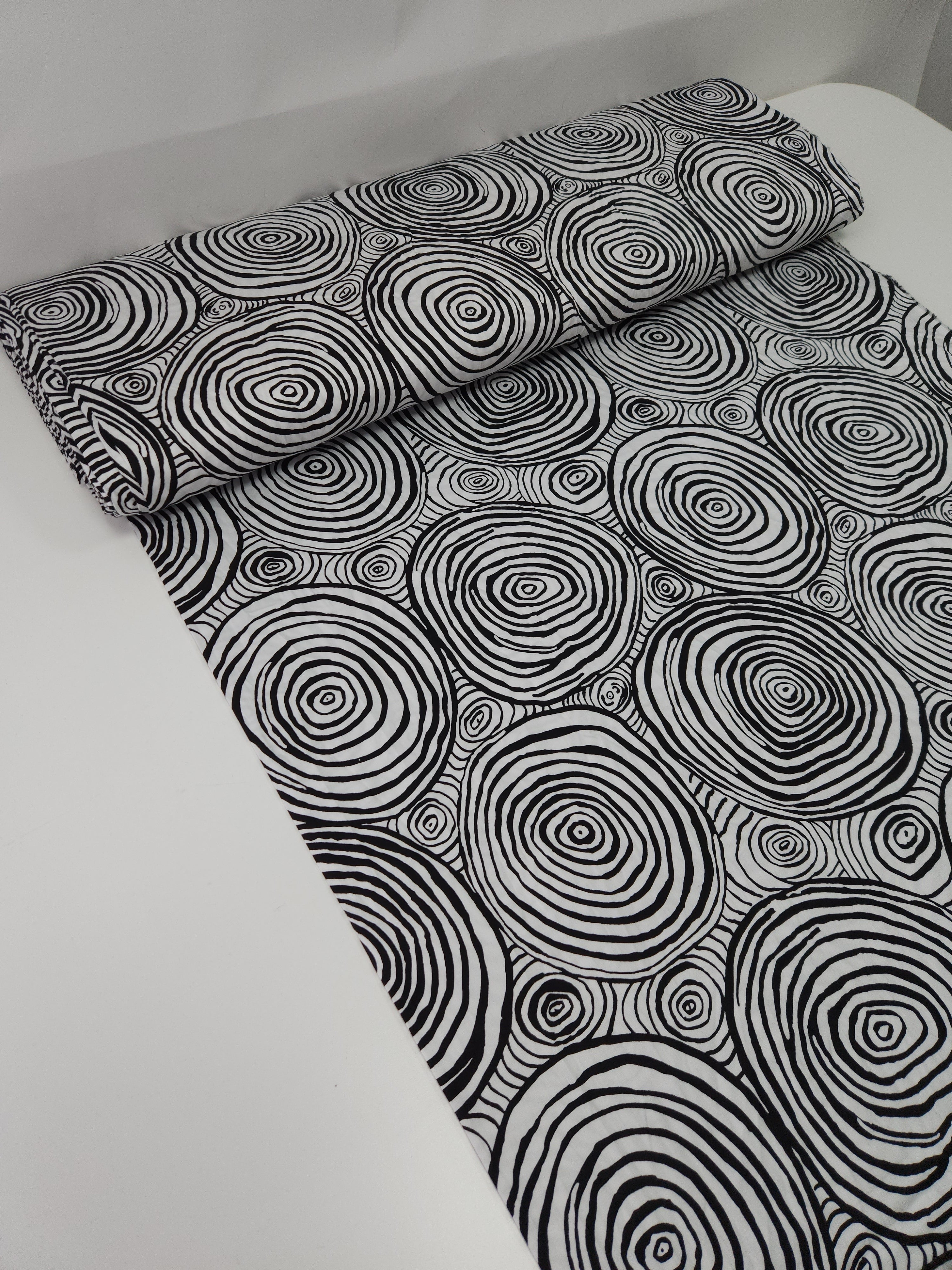 Monochrome Onion Rings Cotton Sateen 108” - Kaffe Fassett (Various Sizes)
