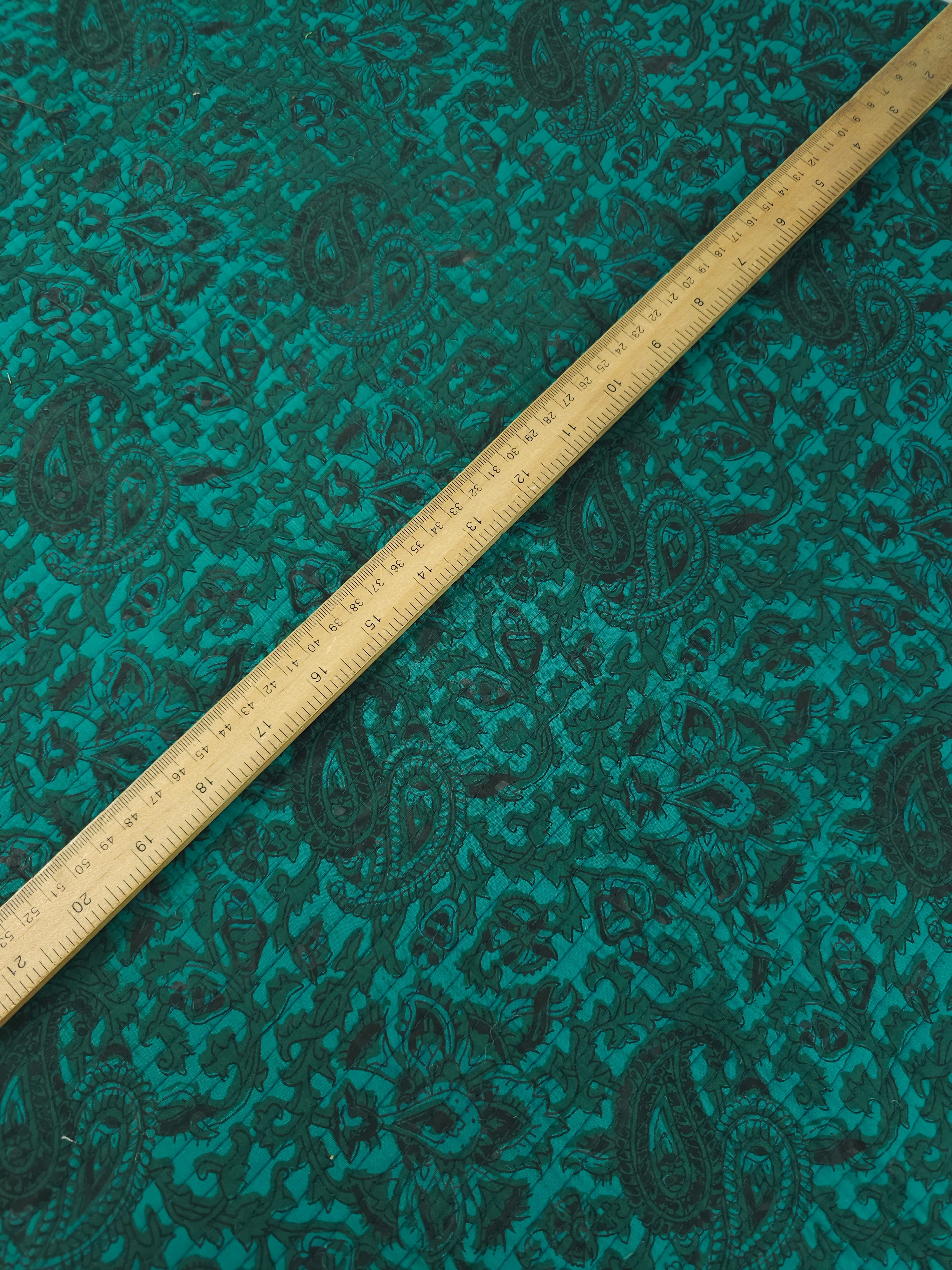 Deep Teal Paisley Twine Quilted Block Print
