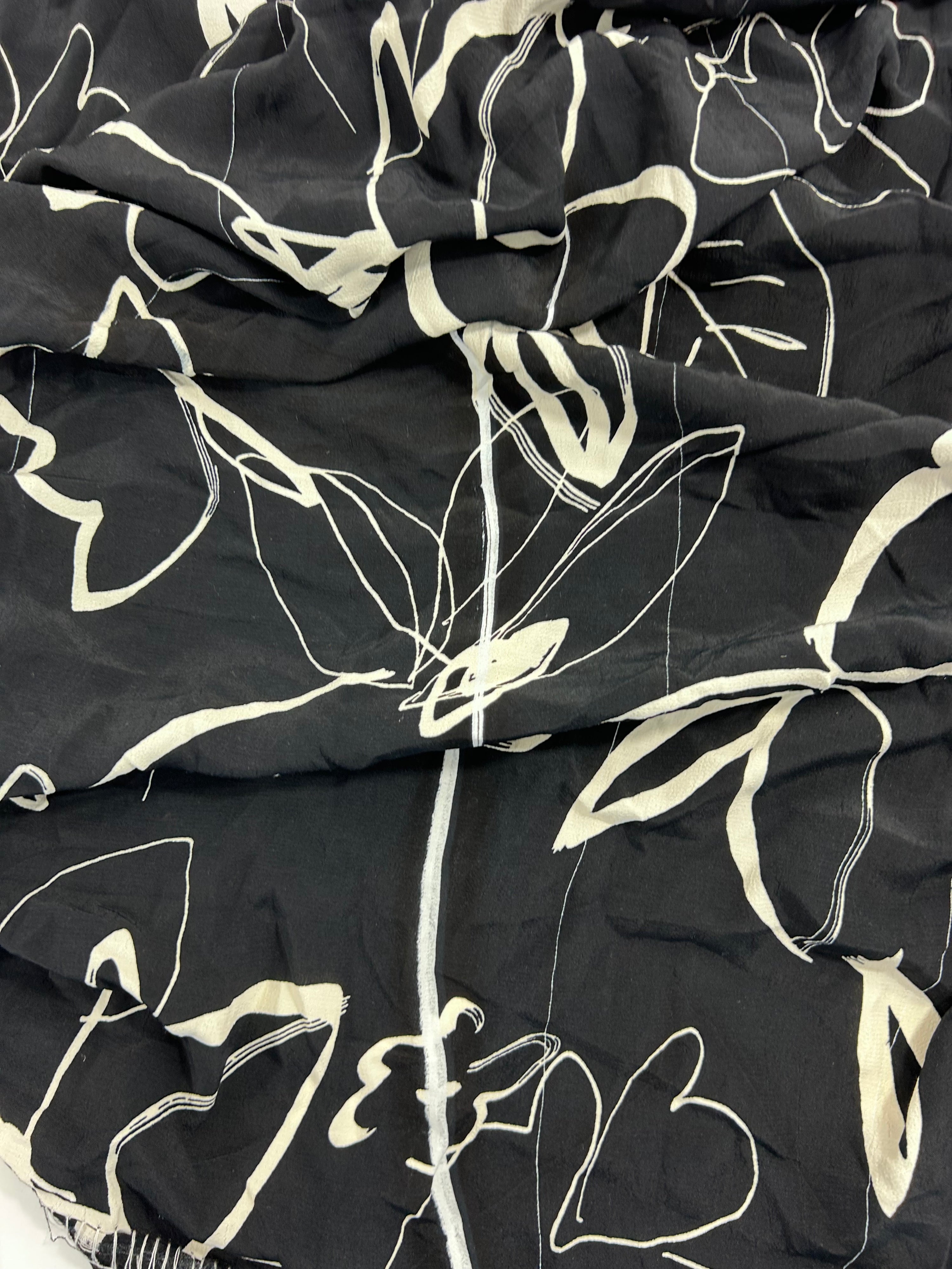 Mono Floral Sketch Viscose Crepe - 1.7m Piece