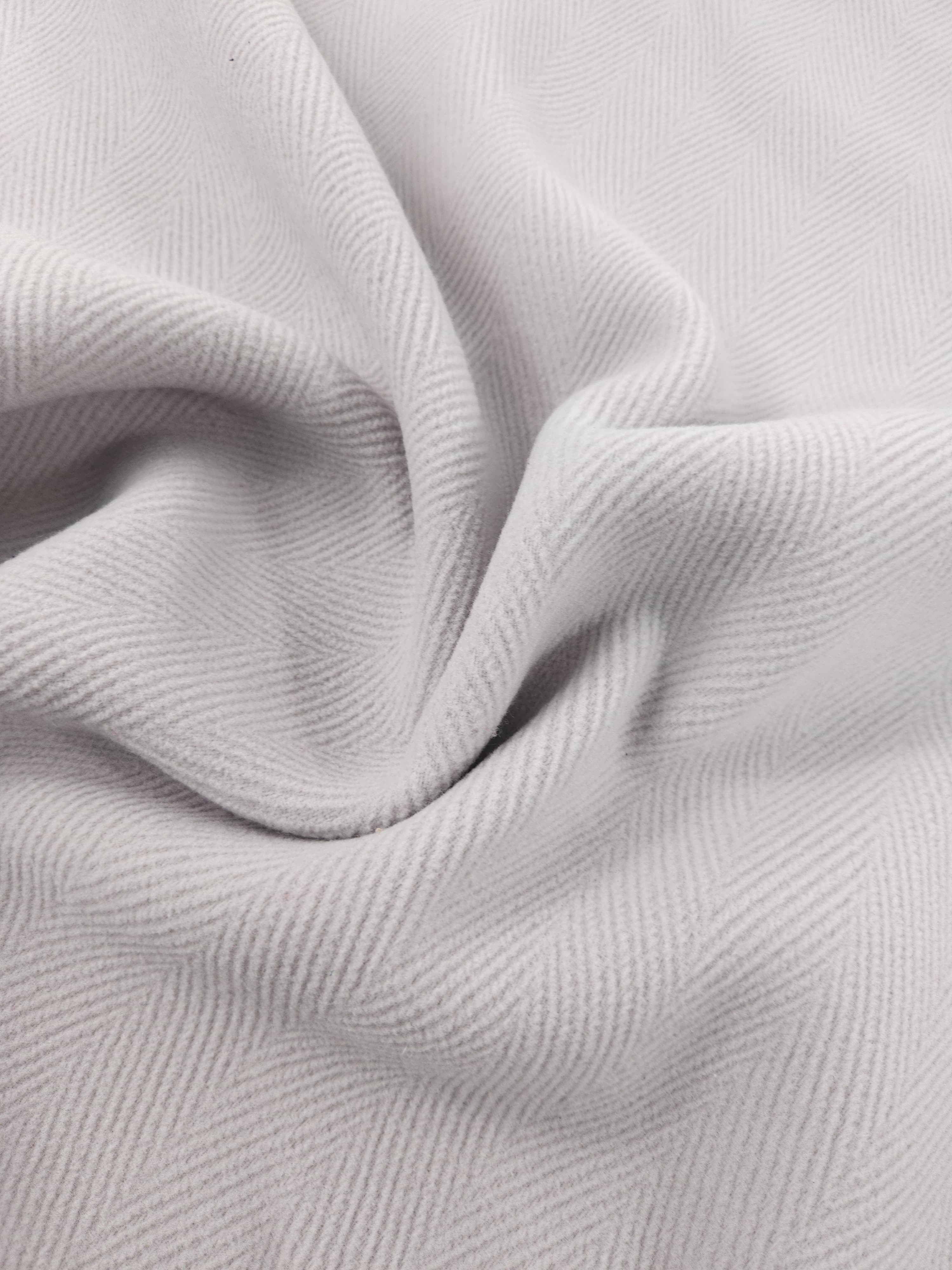 Light Grey Herringbone Virgin Wool