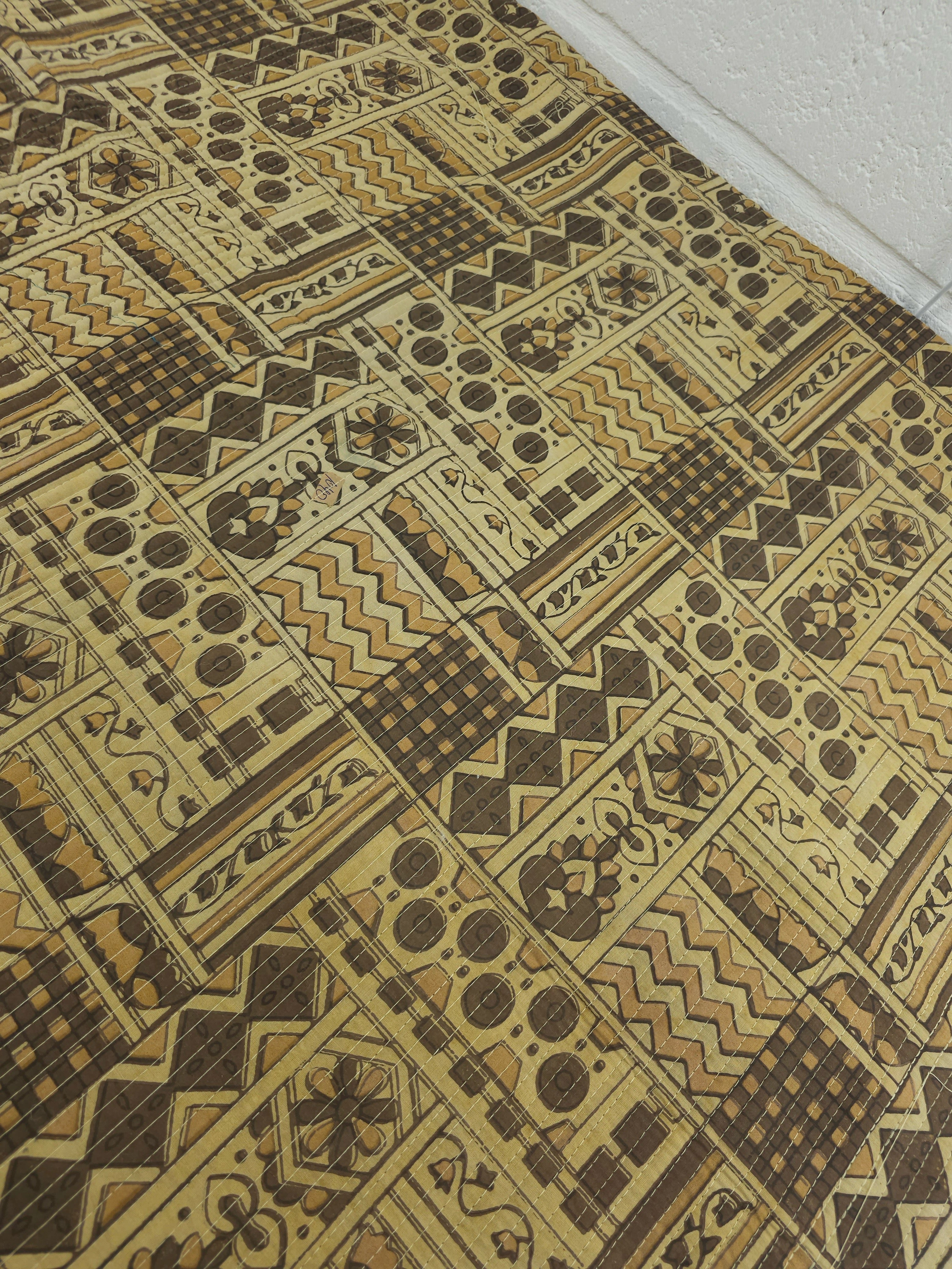 Moss Vintage Abstract Shapes Quilted Block Print