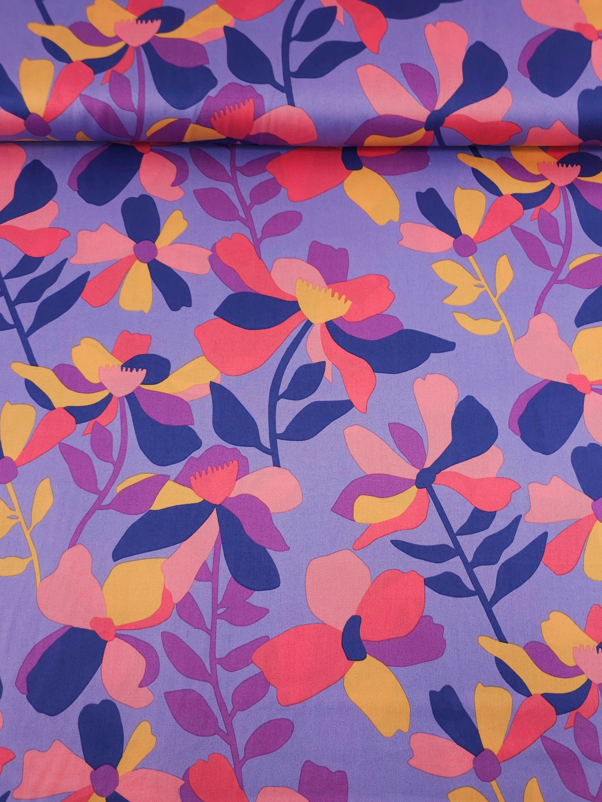 Lavender Purple Cloverdale Floral Cotton Sateen 60"