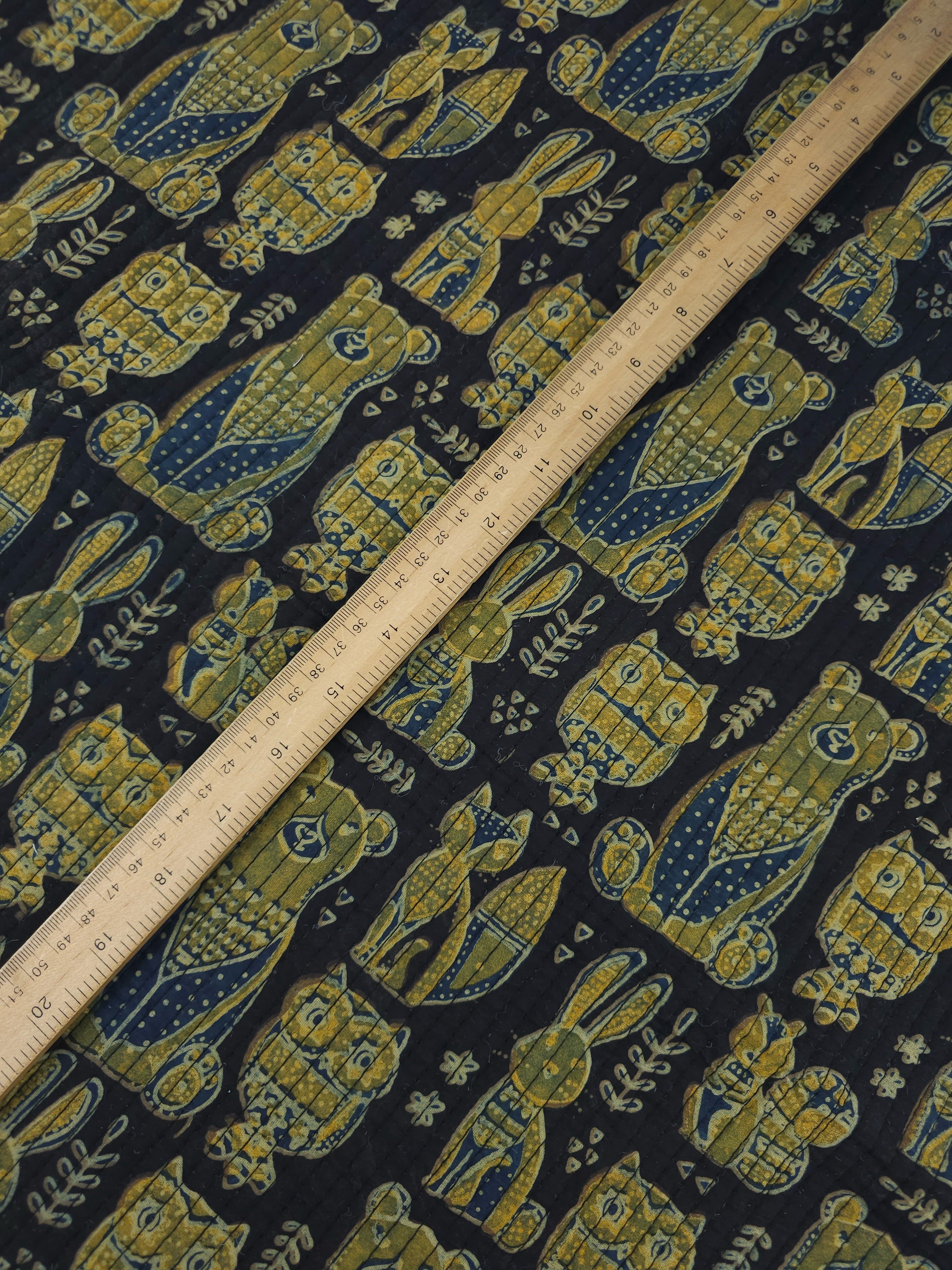 Black/Khaki Wildlife Quilted Block Print
