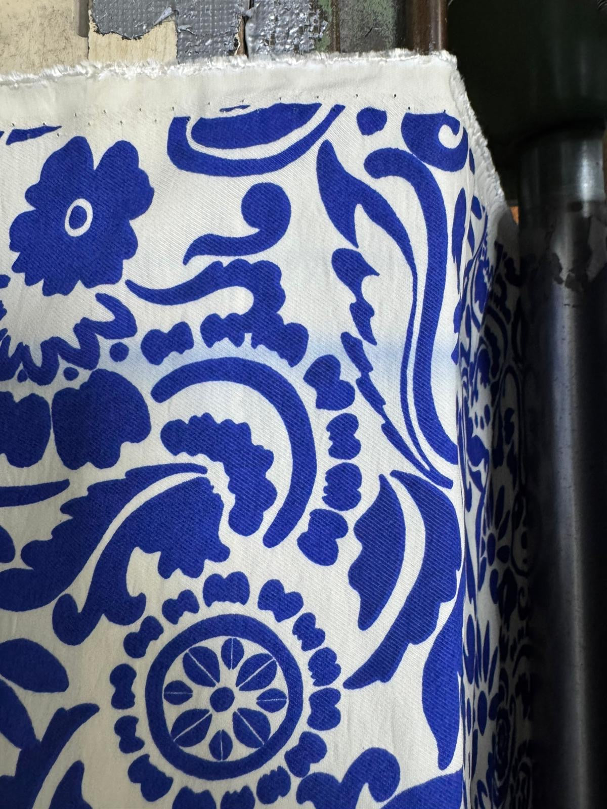 Blue/Ivory Paisley Swirl Modal Viscose *DEFECT*