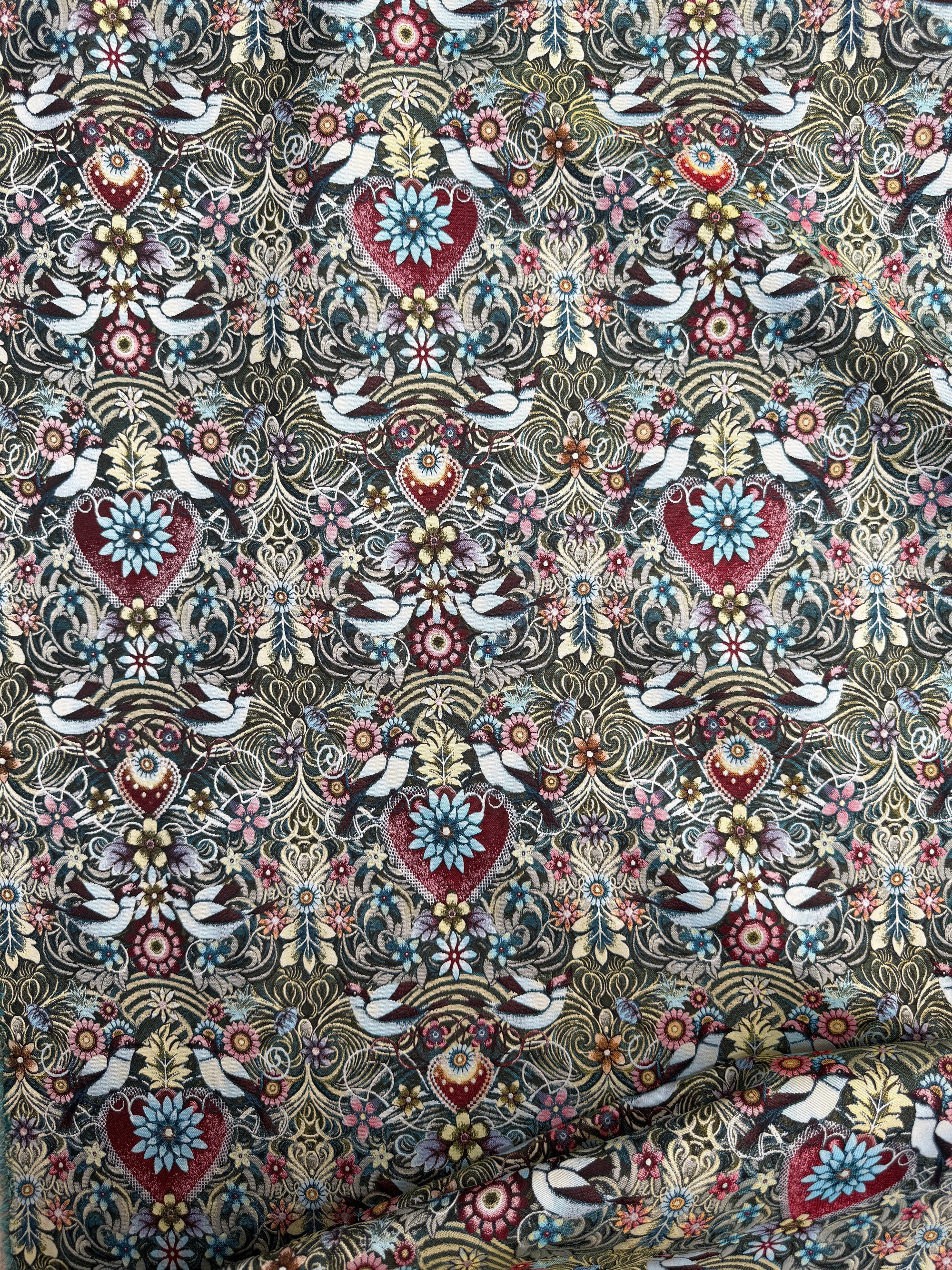 Strawberry Heart Abstract Floral Heavy Jacquard