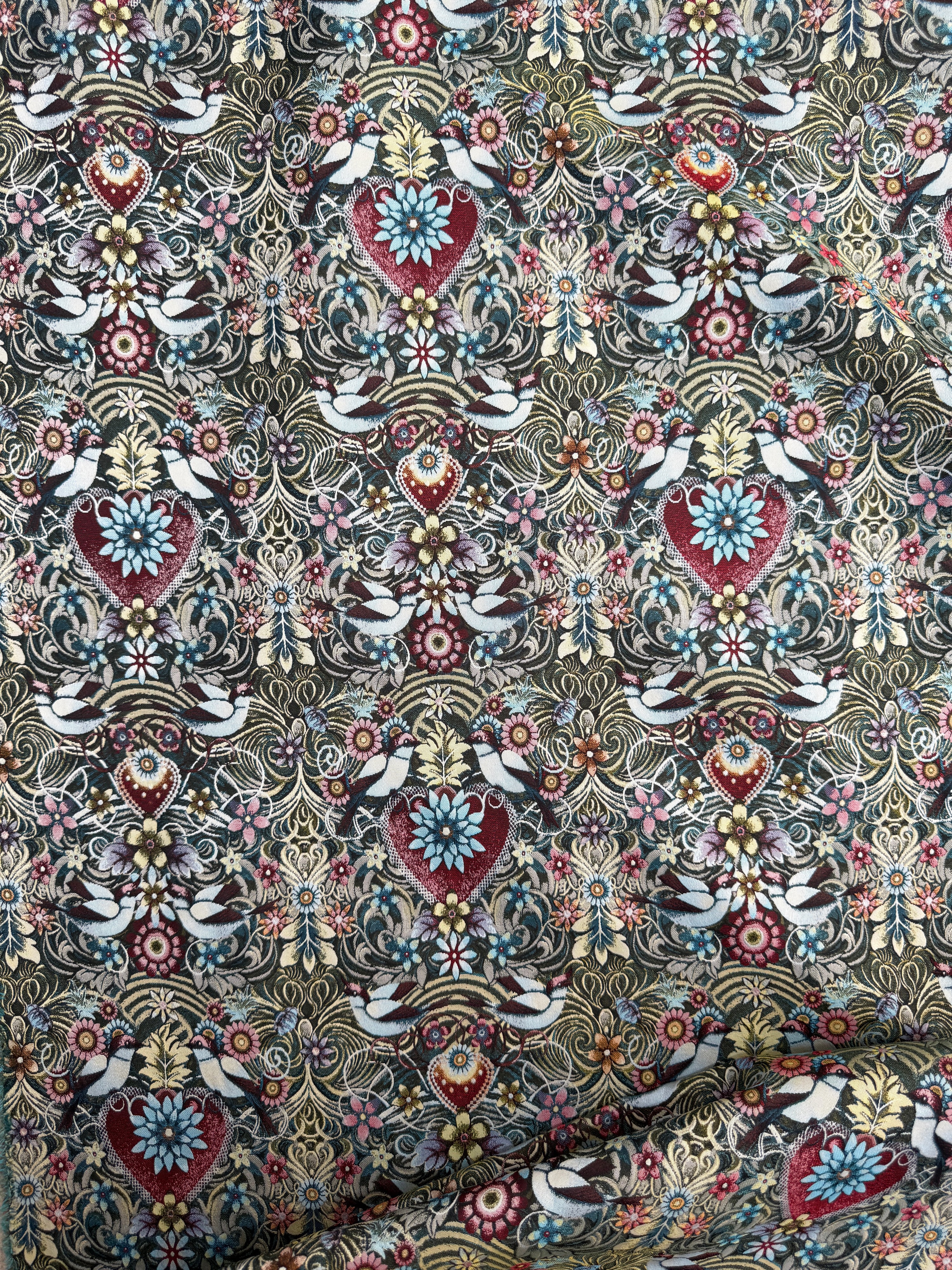 Strawberry Heart Abstract Floral Heavy Jacquard