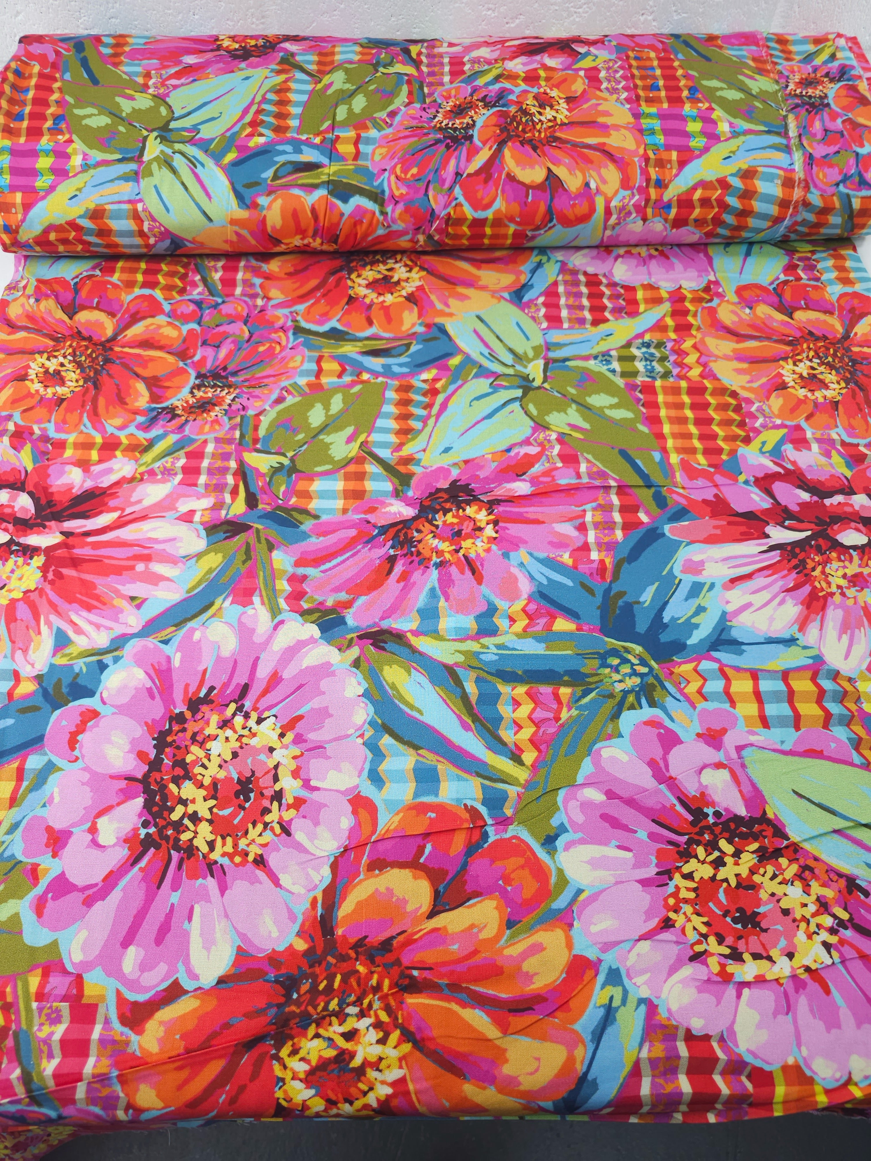 Festival Giant Zinnias 100% Cotton 108" - Free Spirit x Odile Bailloeul *EXTRA WIDE*