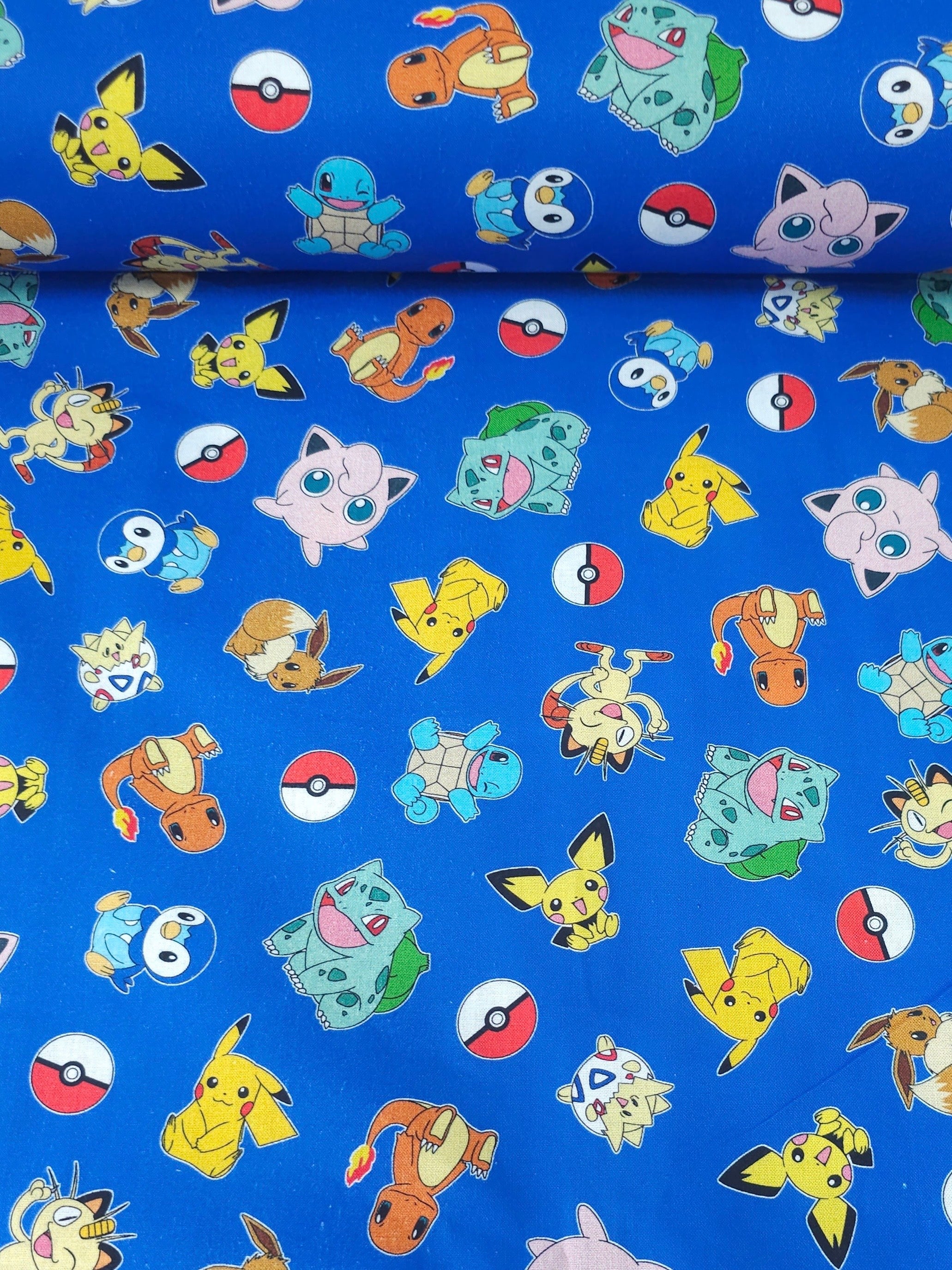 Blue P*O*K*E*M*O*N Characters 100% Cotton