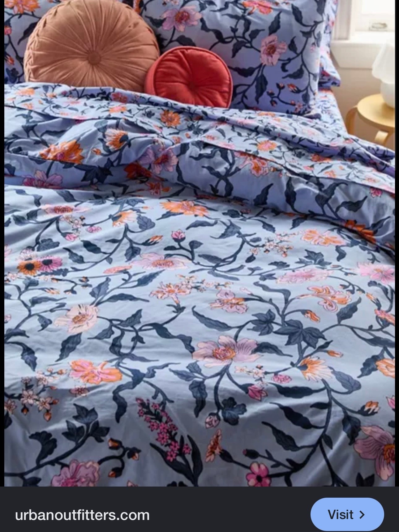 Periwinkle Blue Floral Vine 100% Cotton 70” - Urban Outfitters *EXTRA WIDE*