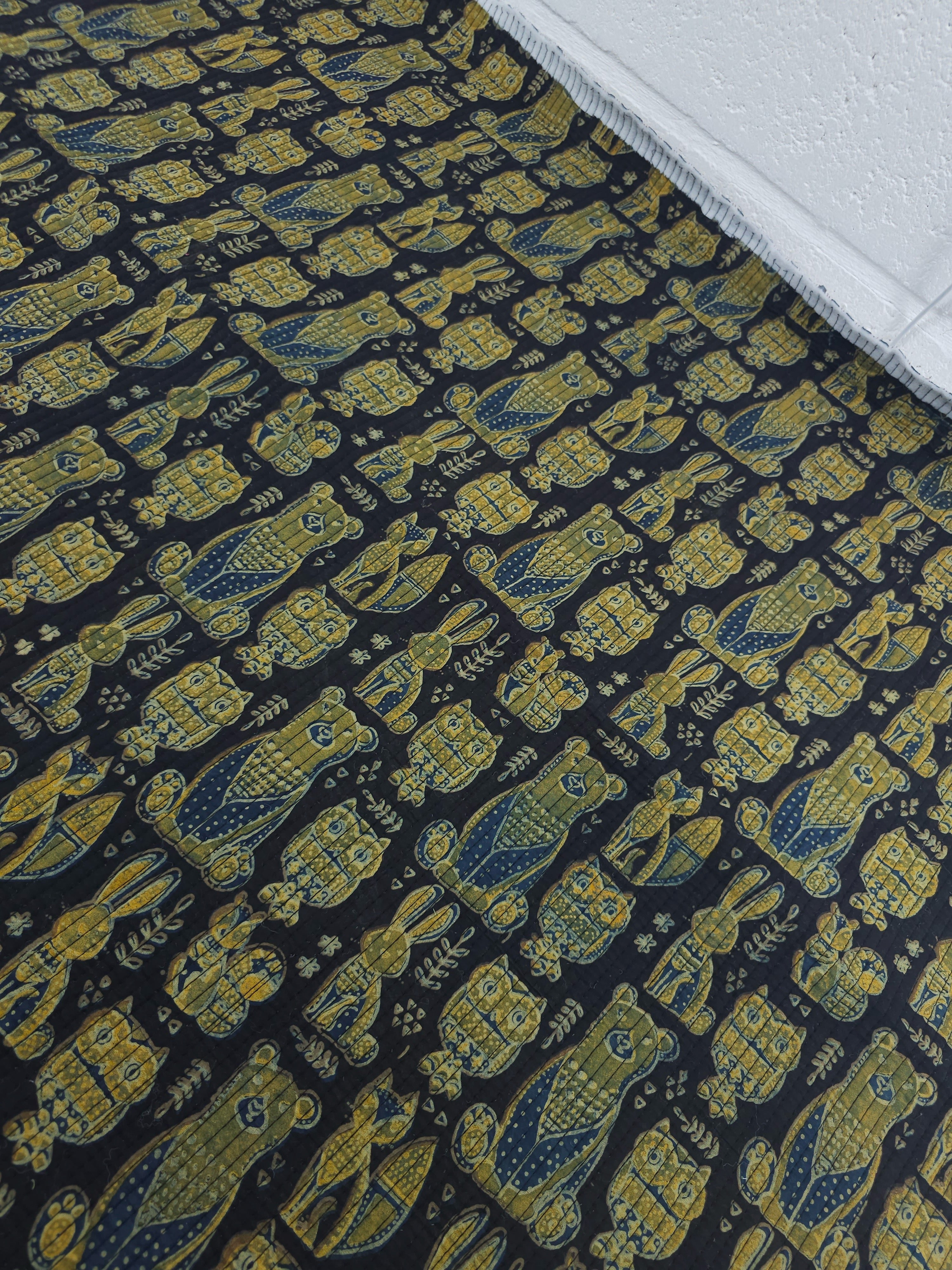 Black/Khaki Wildlife Quilted Block Print