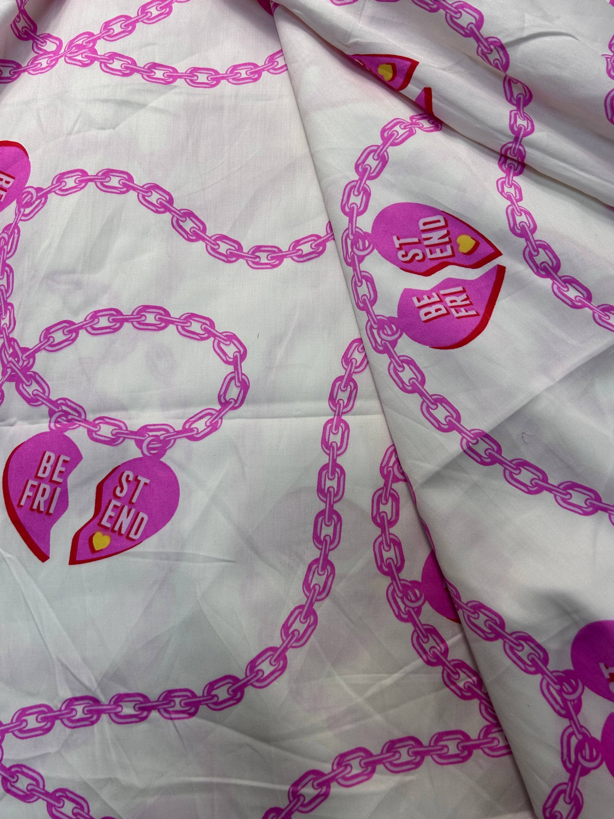 Pink Best Friends Cotton Sateen - 1.8m Piece