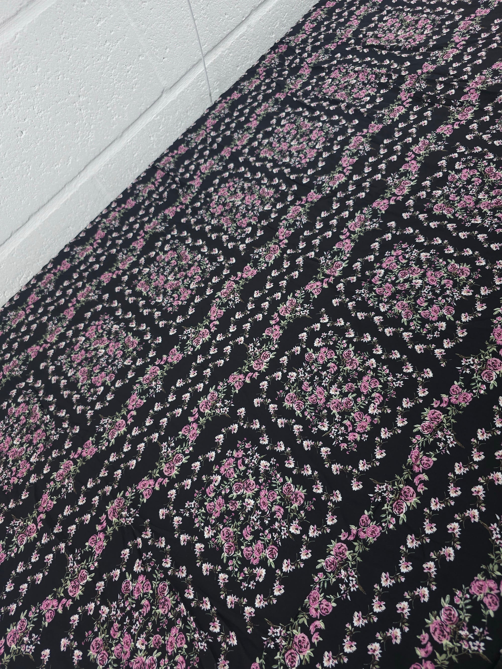 Black/Purple Rose Frame Stripe Viscose