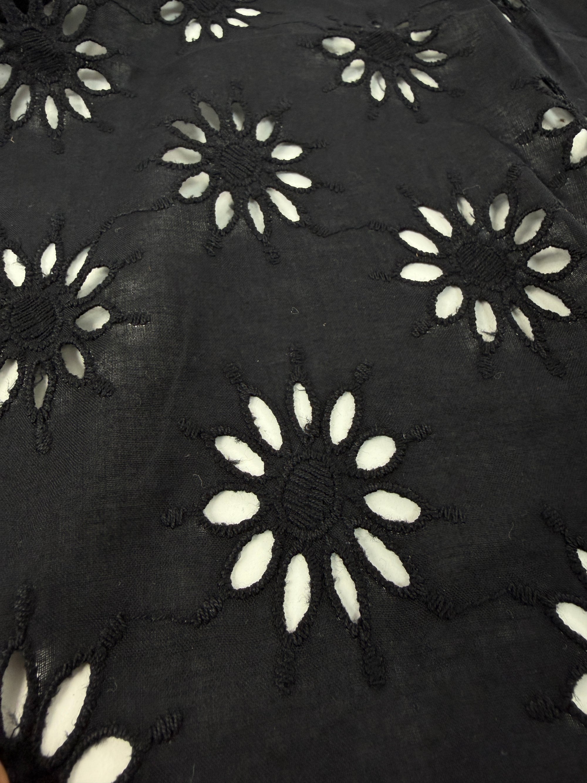 Black Sun Cambric Cotton Broderie Anglaise