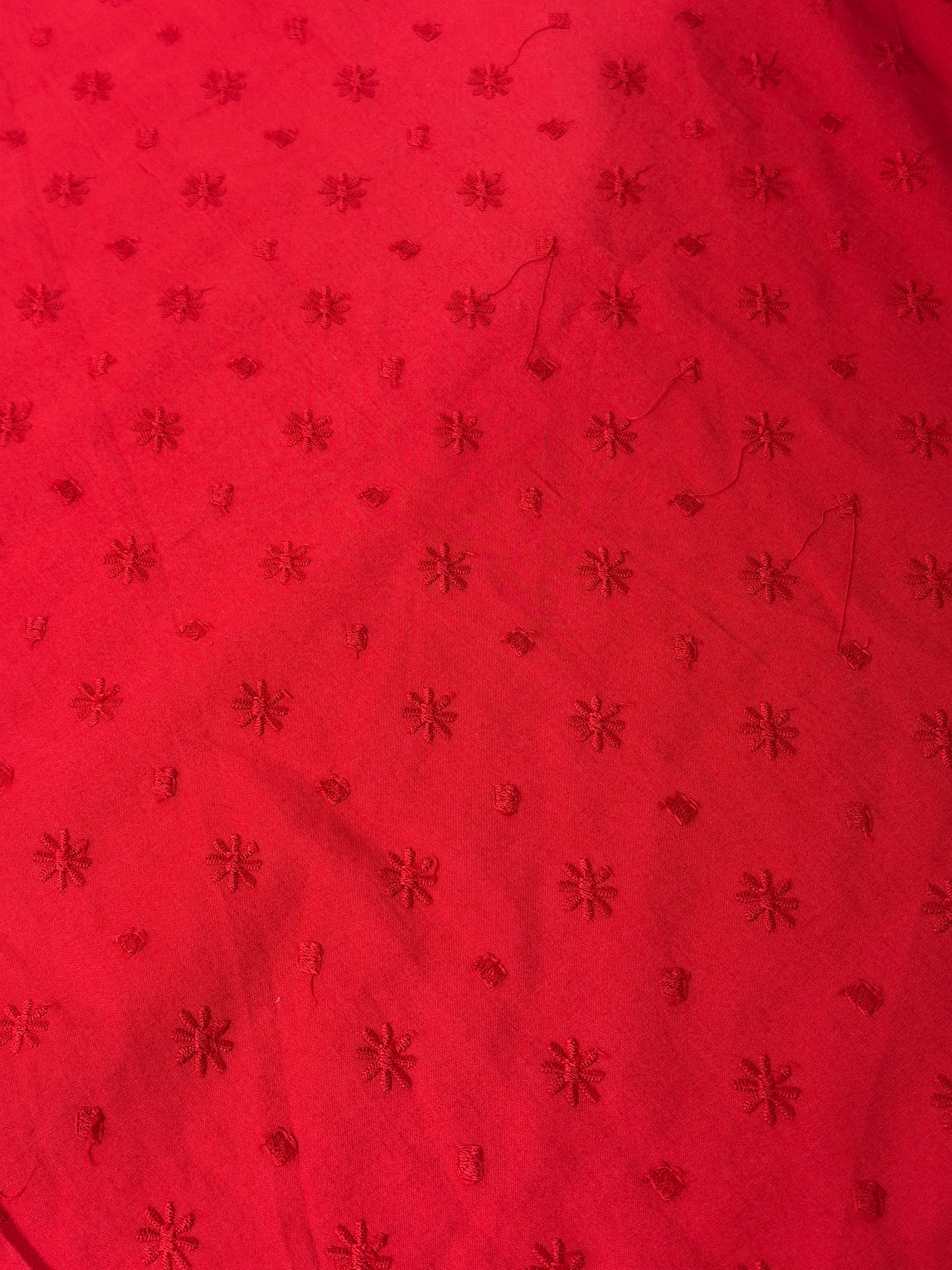 Red Stars Dobby Cambric Cotton Broderie Anglaise