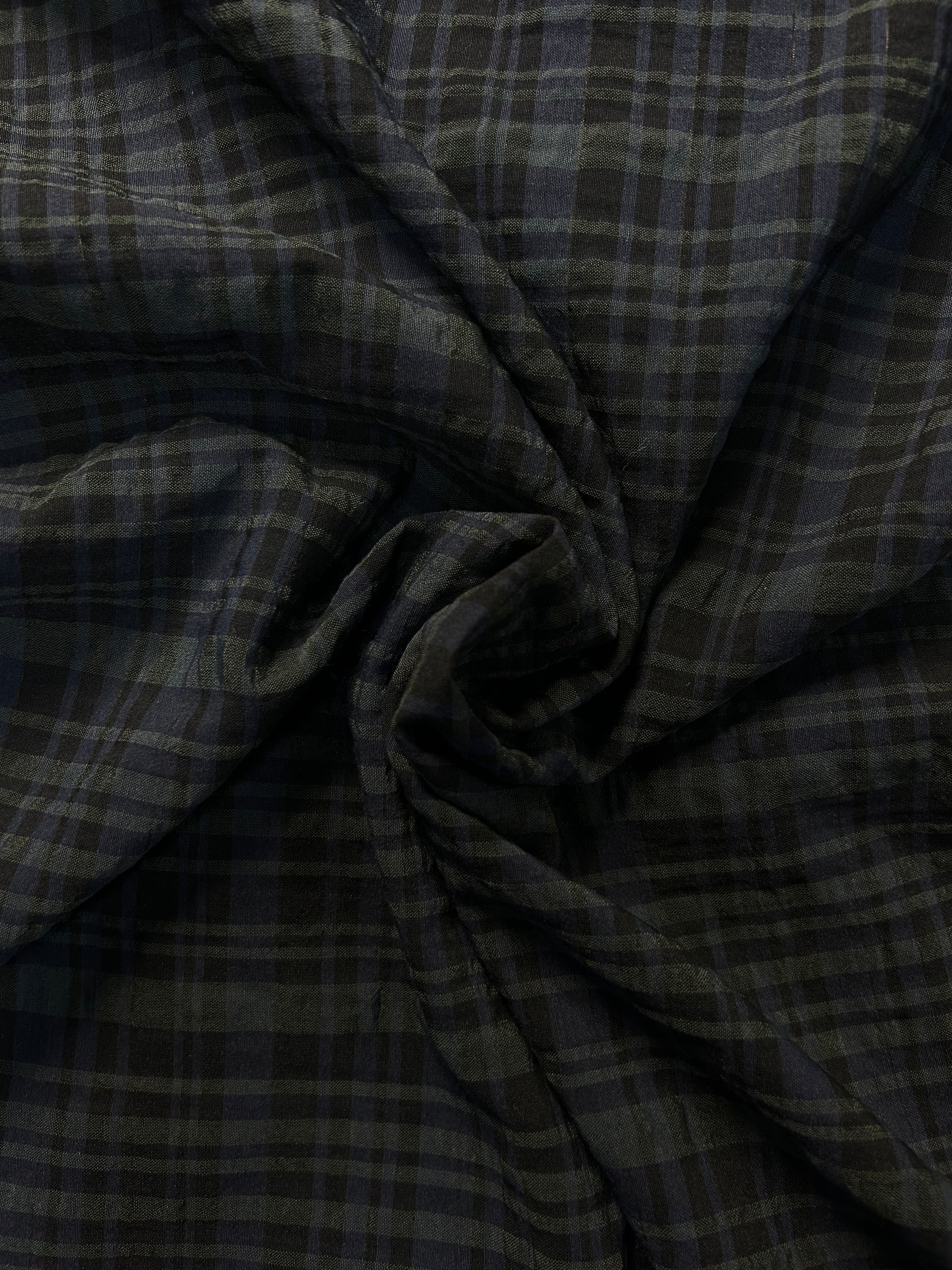Forest Green/Black Gingham Poly Cotton - 2.4m Piece