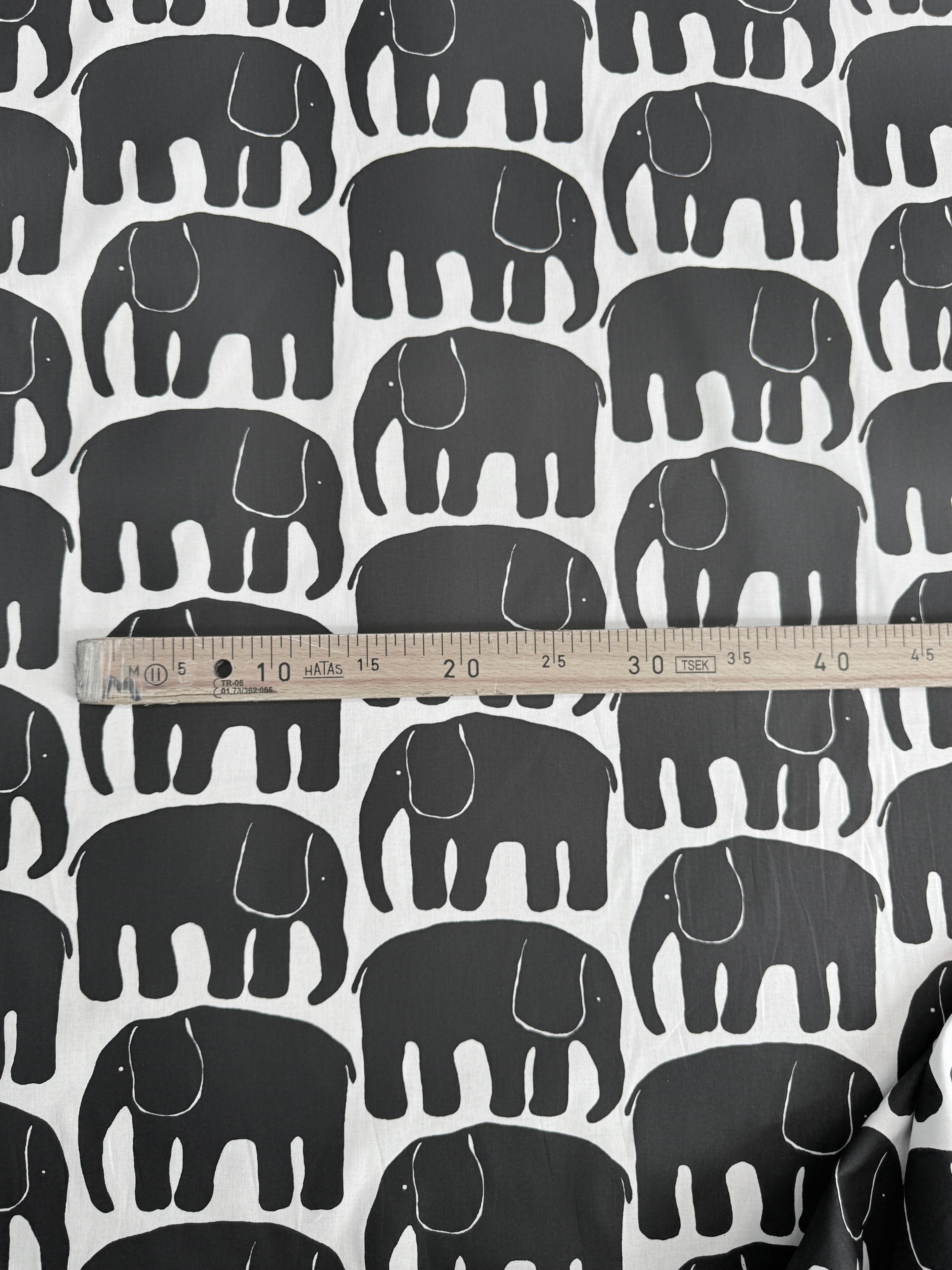 *PRE ORDER* Black/White Elephant Cotton Poplin