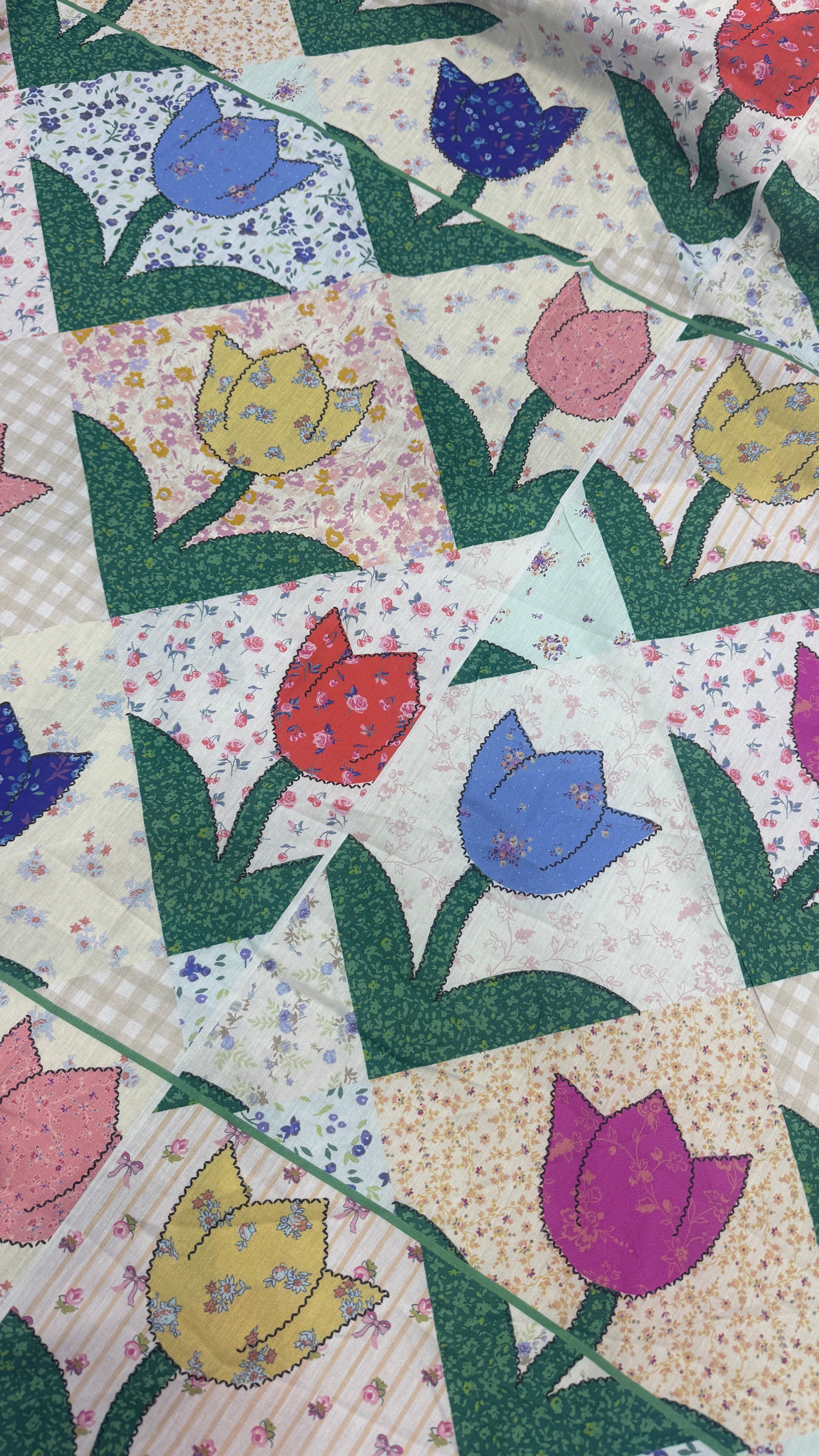 Renee Tulip Patchwork 100% Cotton 90”- 60cm Panel - Urban Outfitters *EXTRA WIDE*