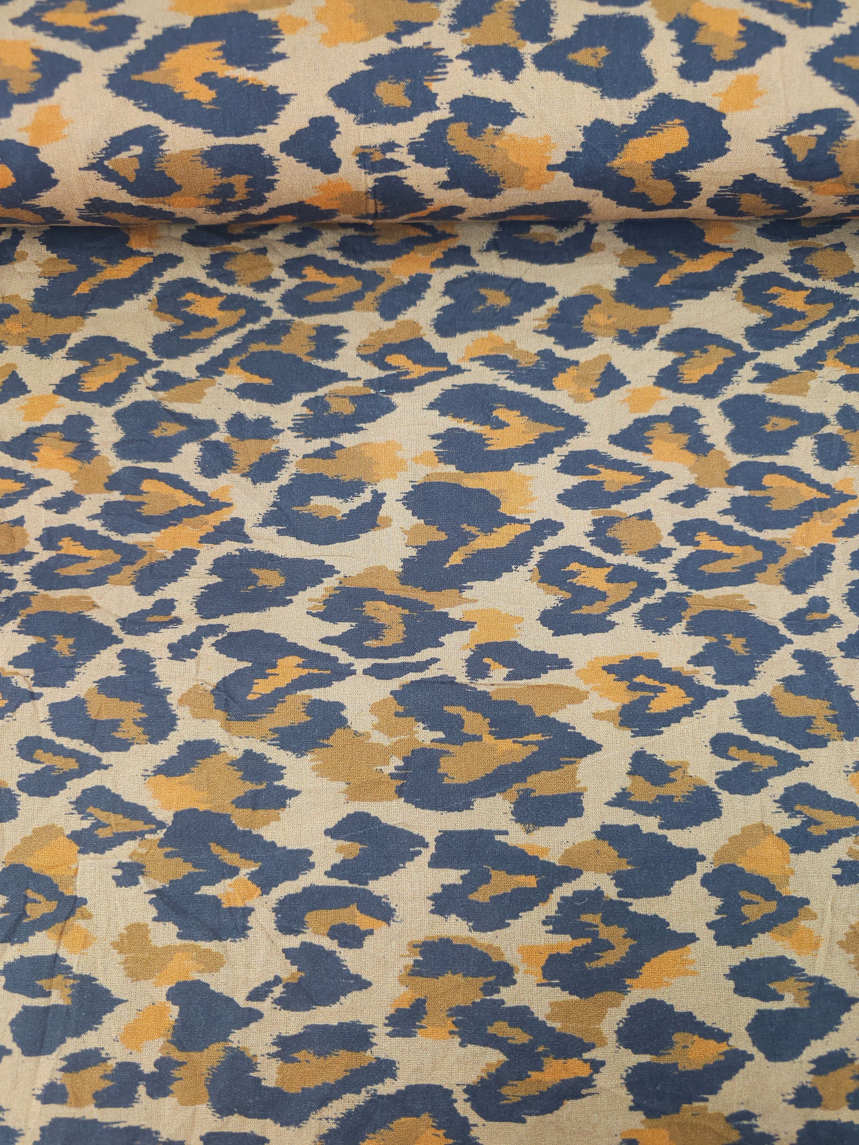 Orange/Brown Blurred Heart Leopard 100% Cotton 108" *EXTRA WIDE*