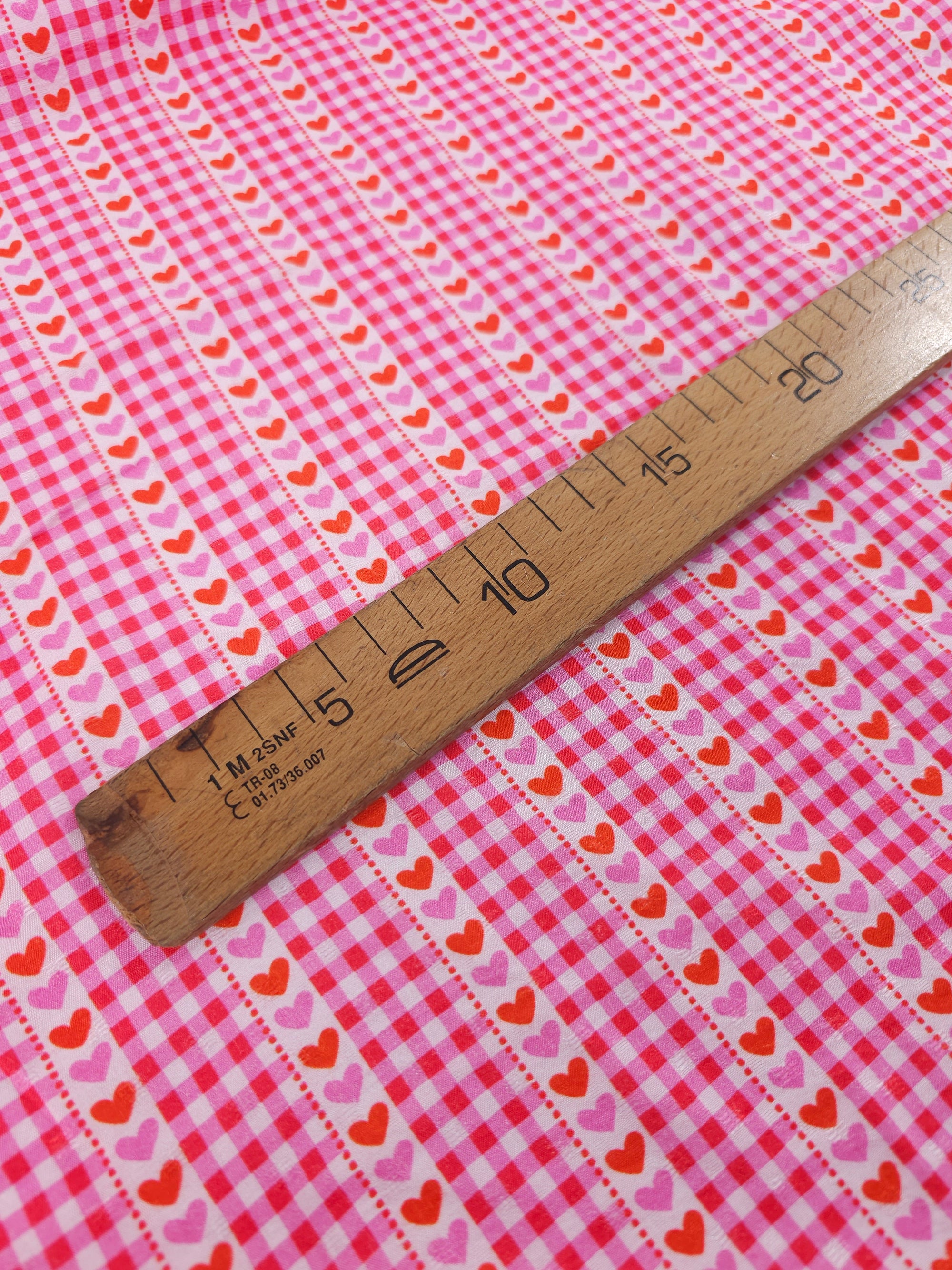 Pink Hearts Gingham Viscose Modal