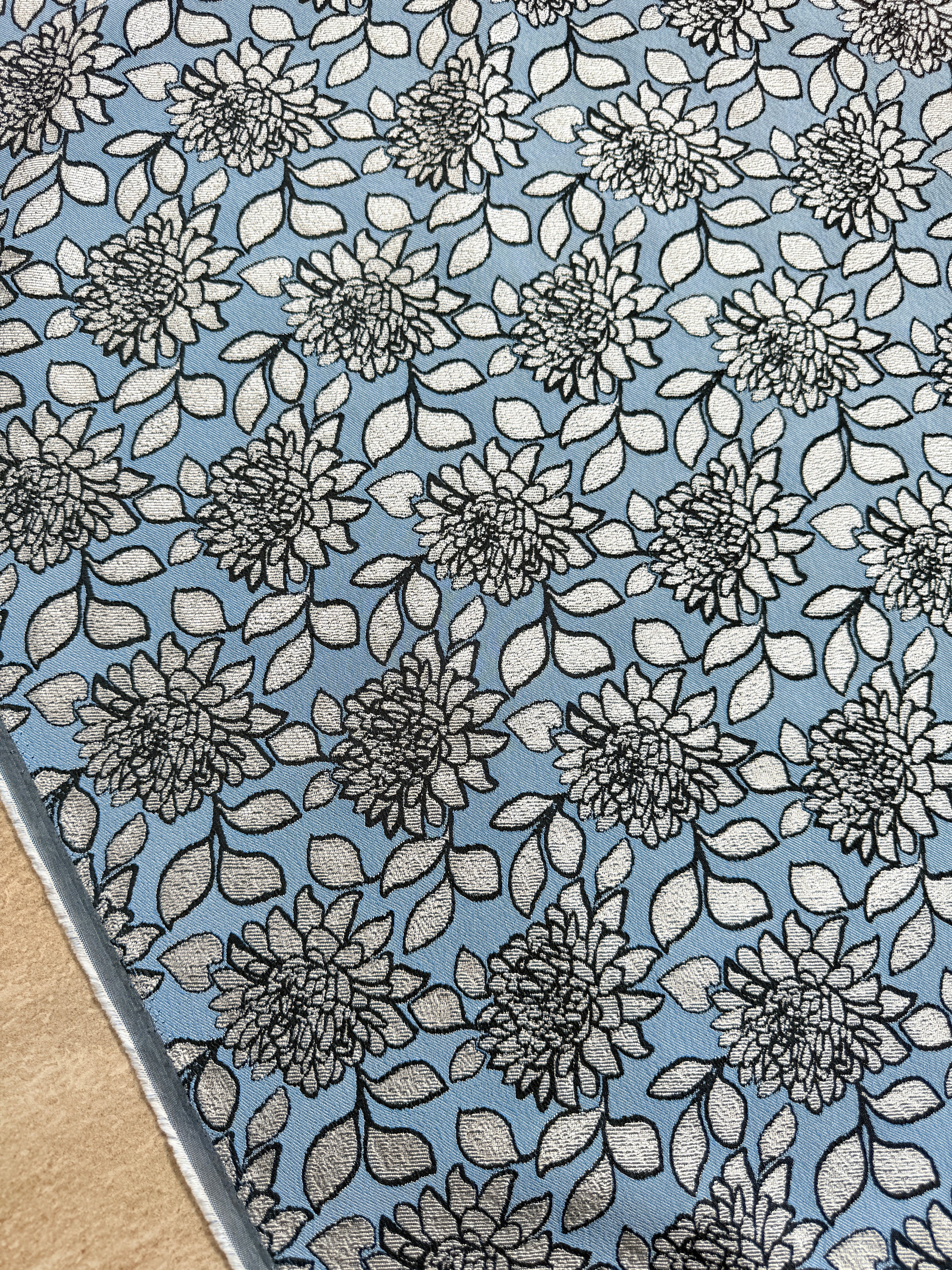 *PRE ORDER* Powder Blue/Silver Floral Jacquard