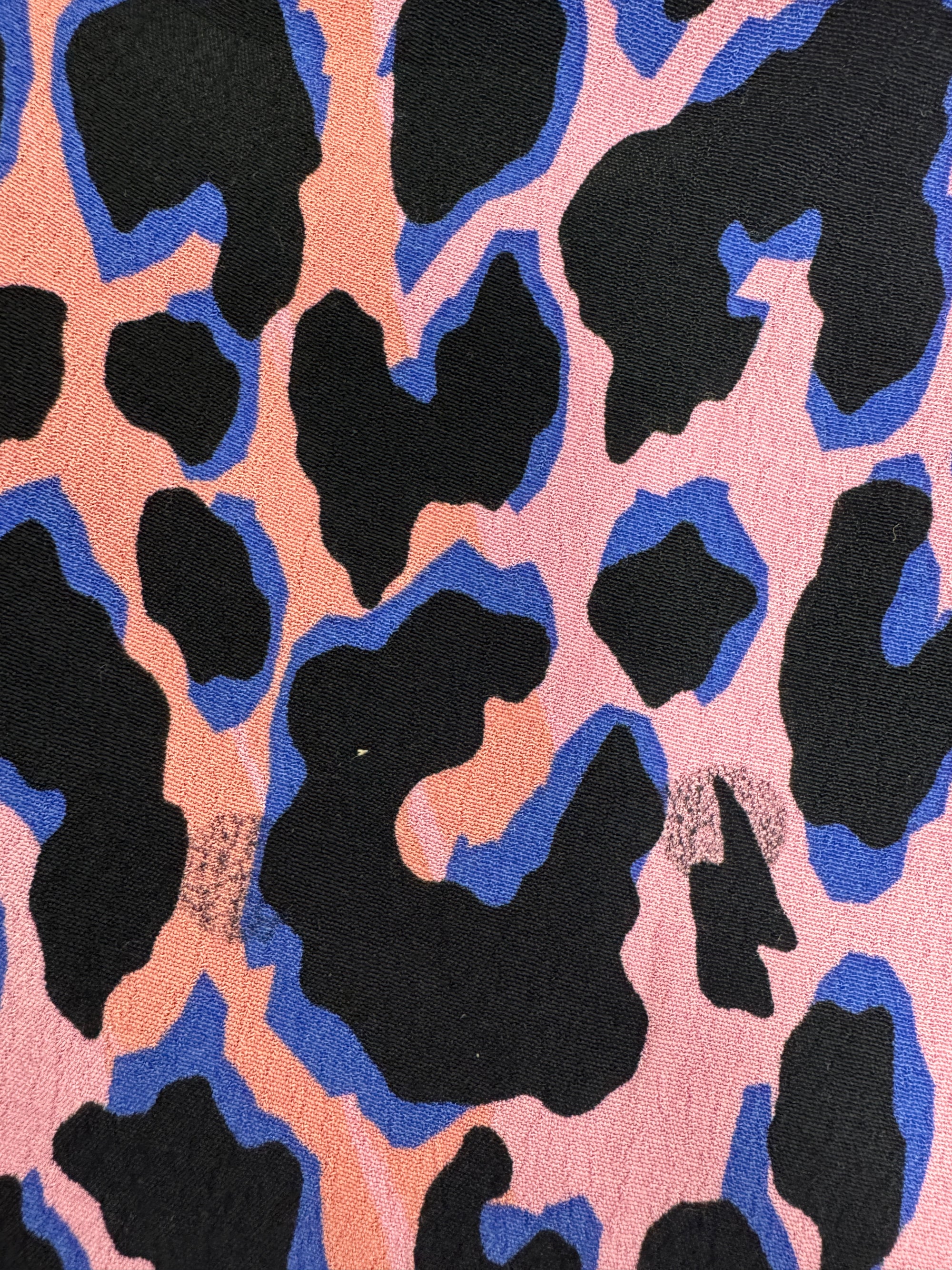Pink/Blue Abstract Leopard Viscose Crepe - 2.30m Piece *DEFECT* *SCAMP & DUDE*