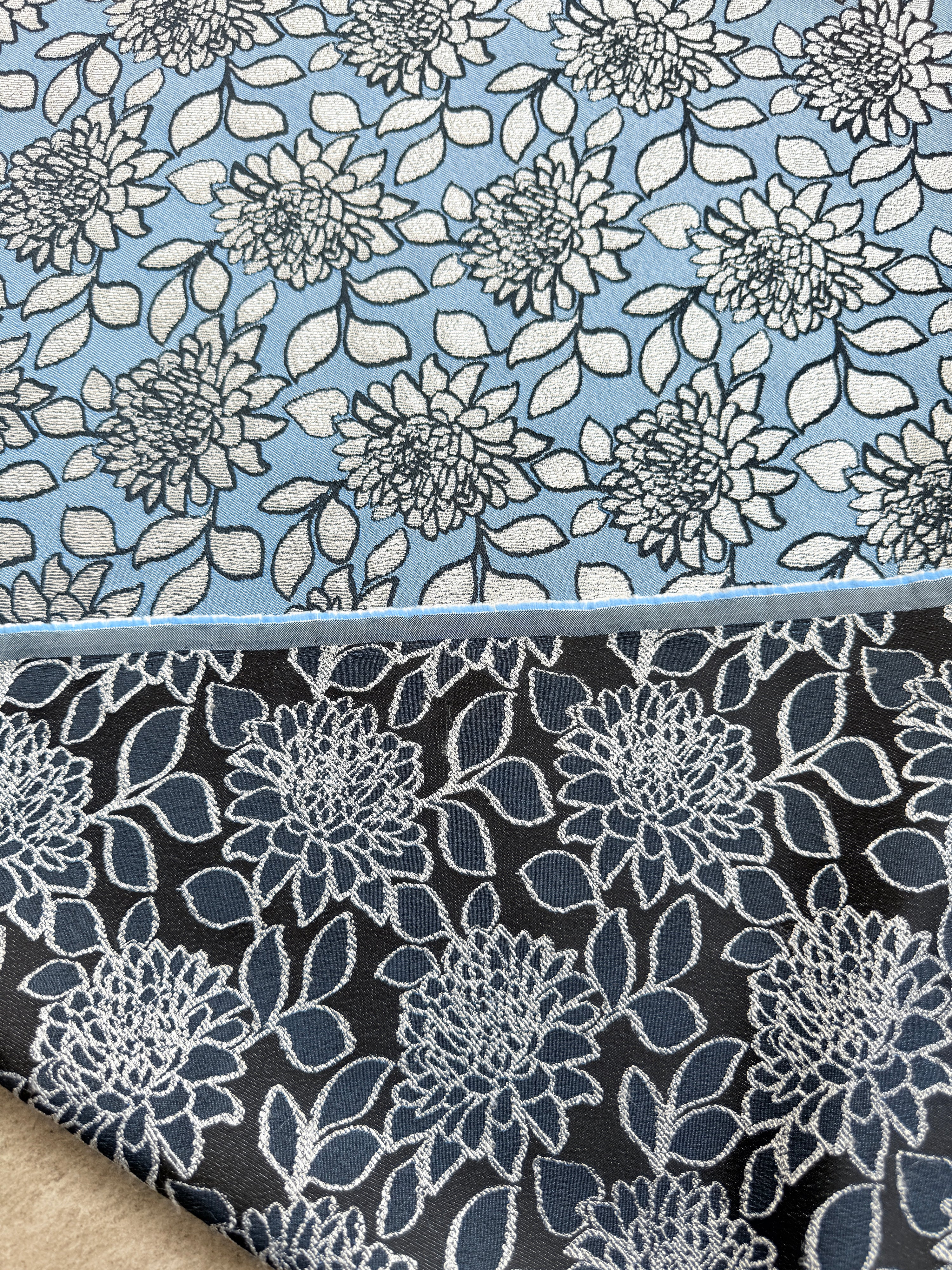 *PRE ORDER* Powder Blue/Silver Floral Jacquard
